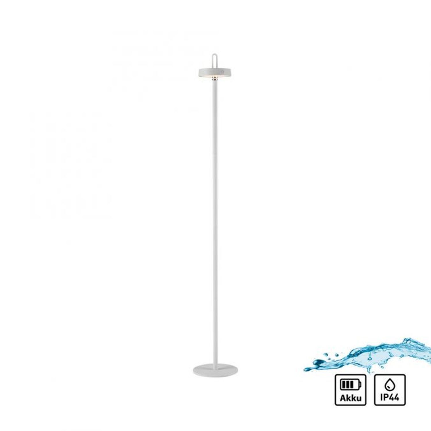 Lampadaire LED rechargeable Blanc Variateur Touch IP44 125,2 cm
