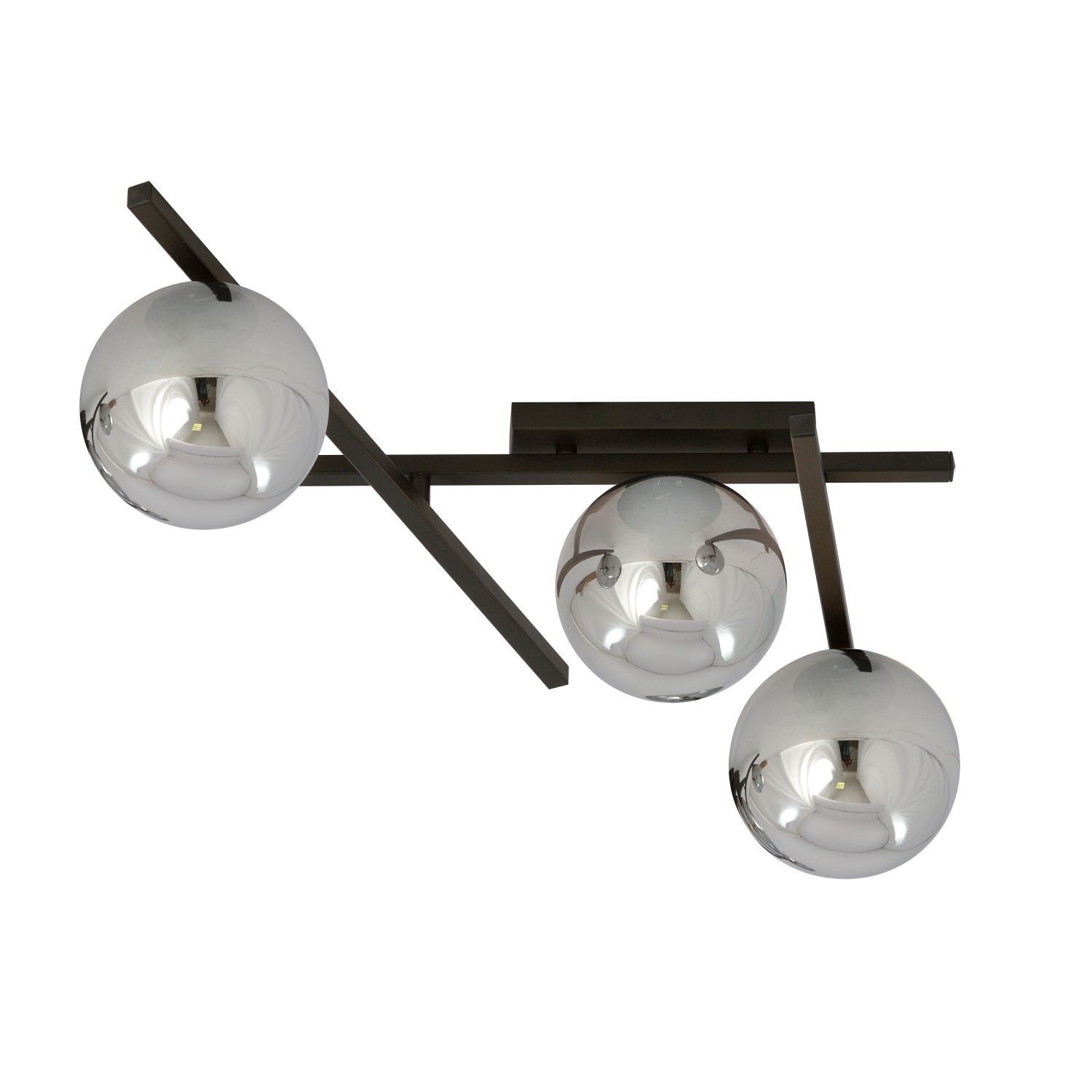 Plafonnier 3 flammes L : 50 cm Verre fumé Métal E14