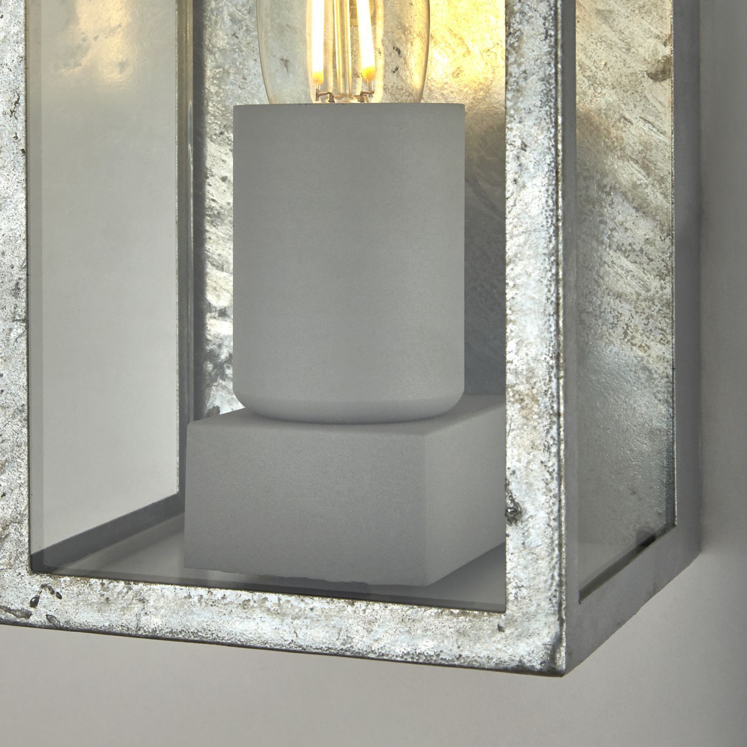 Applique extérieure IP44 en argent E27 verre métal carré H : 24 cm