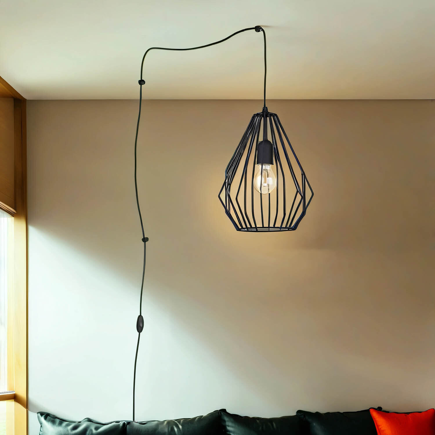 Suspension avec fiche Câble XXL 5,5 m de long flexible Lampe, Stehlampe
