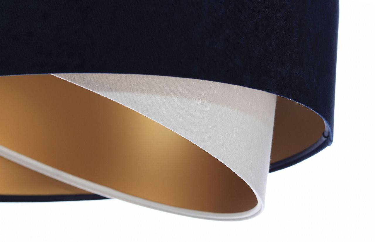 Pendelleuchte Stoff Blau Weiß Gold E27 rund D: 50 cm Lampe, Lampenschirm, Kleidung, Hut