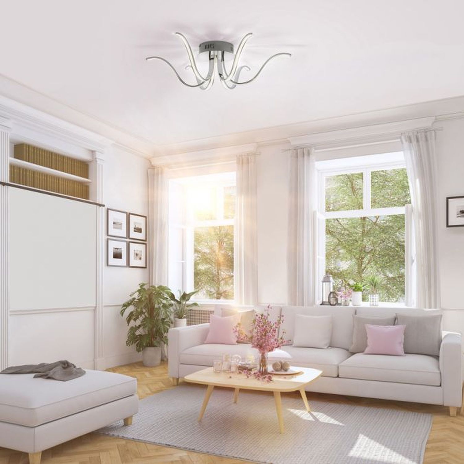 Plafonnier LED métal chromé 3000 K 4 W L:67 cm Dekoration für Zuhause, Couch, Mobiliar