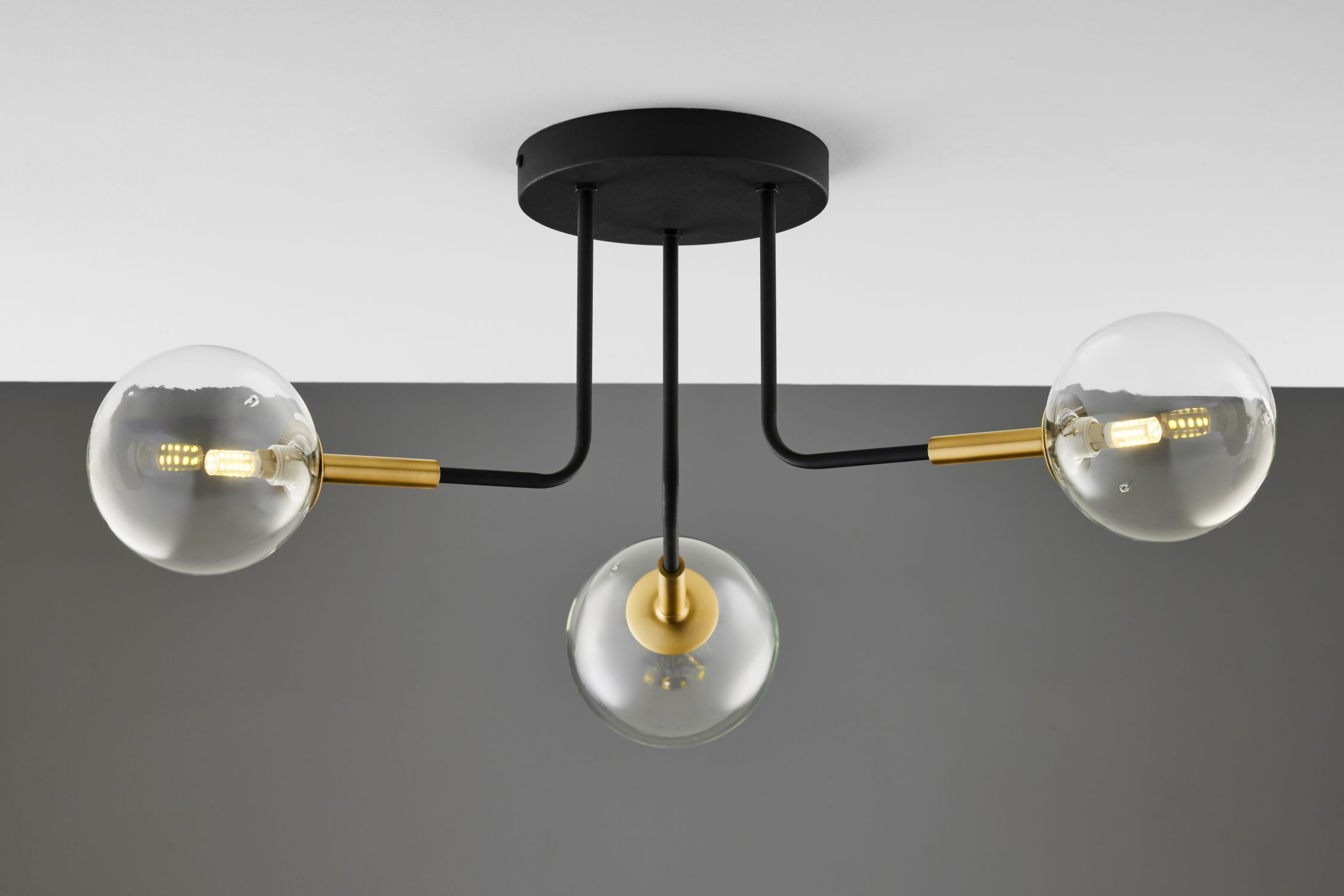 Plafonnier 3 flammes métal verre noir or G9 Deckenleuchte, Kronleuchter, Lampe, Leuchte