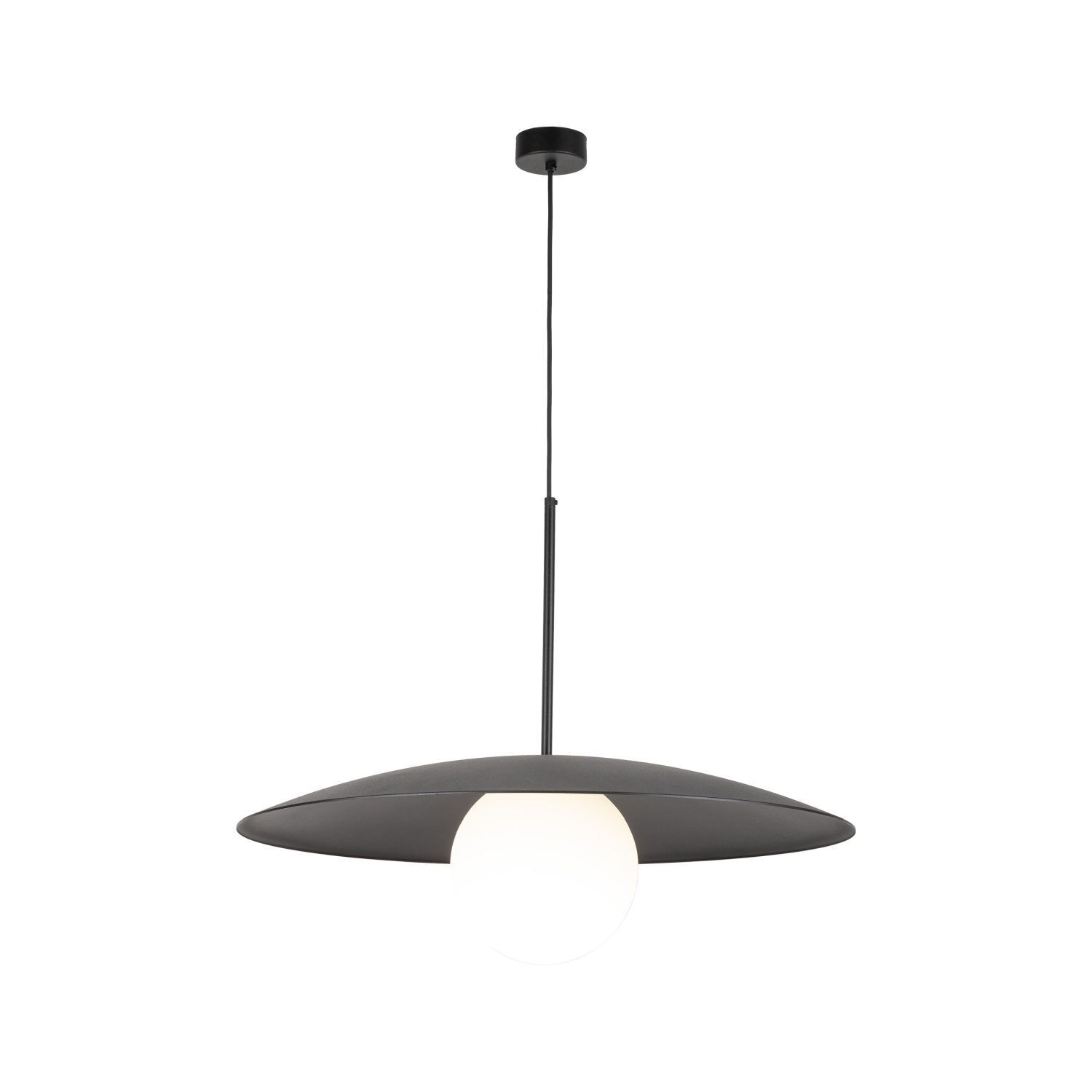 Blendarme Suspension Noir Métal Verre E27 Ø65 cm