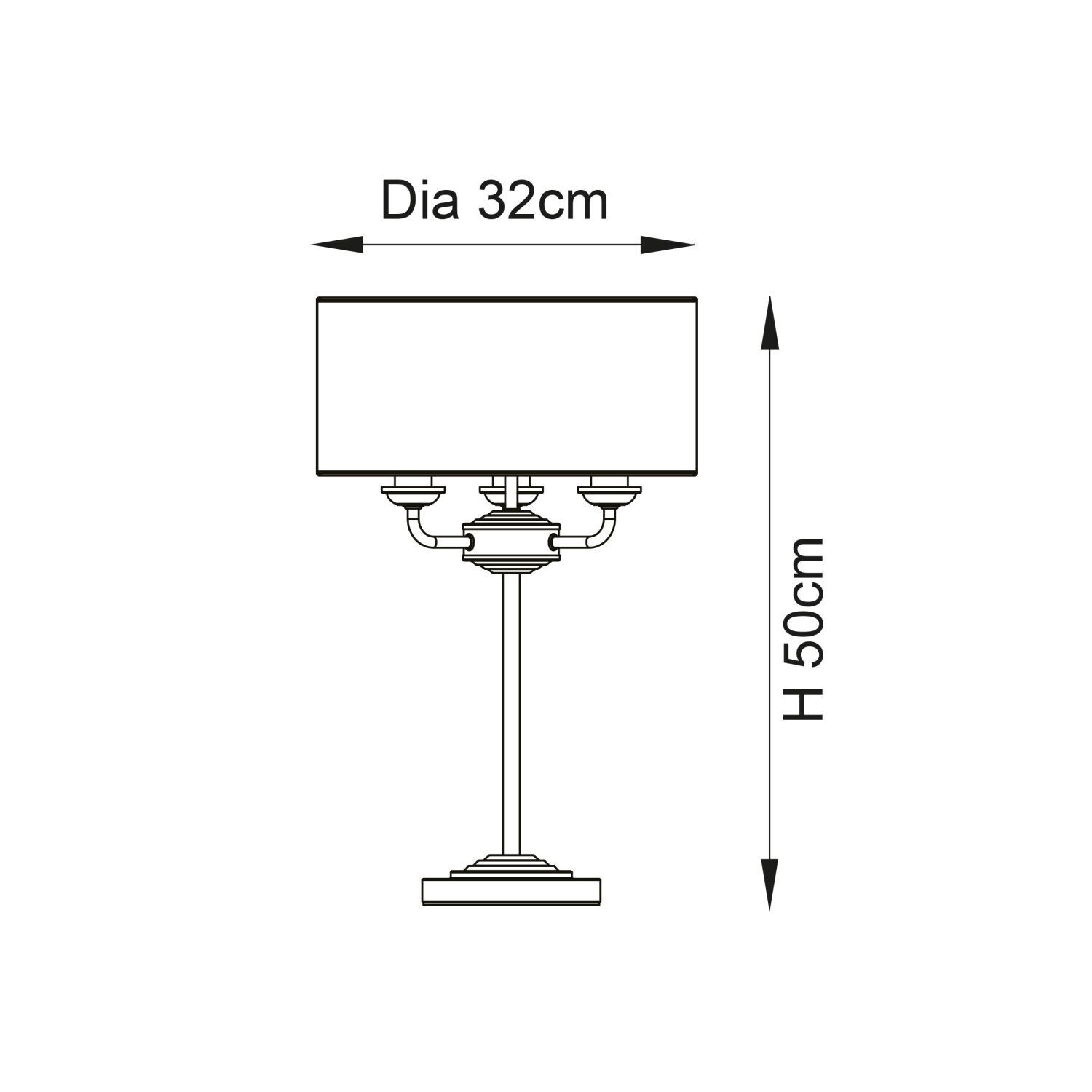 Lampe de table métal tissu 50 cm de haut nickel anthracite 3x E14