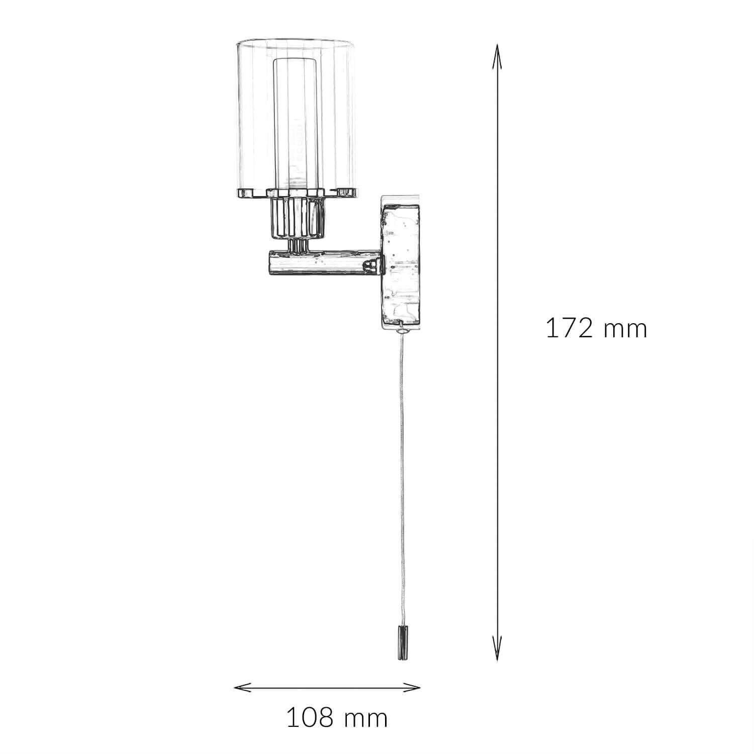 Petite lampe murale avec interrupteur Abat-jour en verre IP44 H:17cm