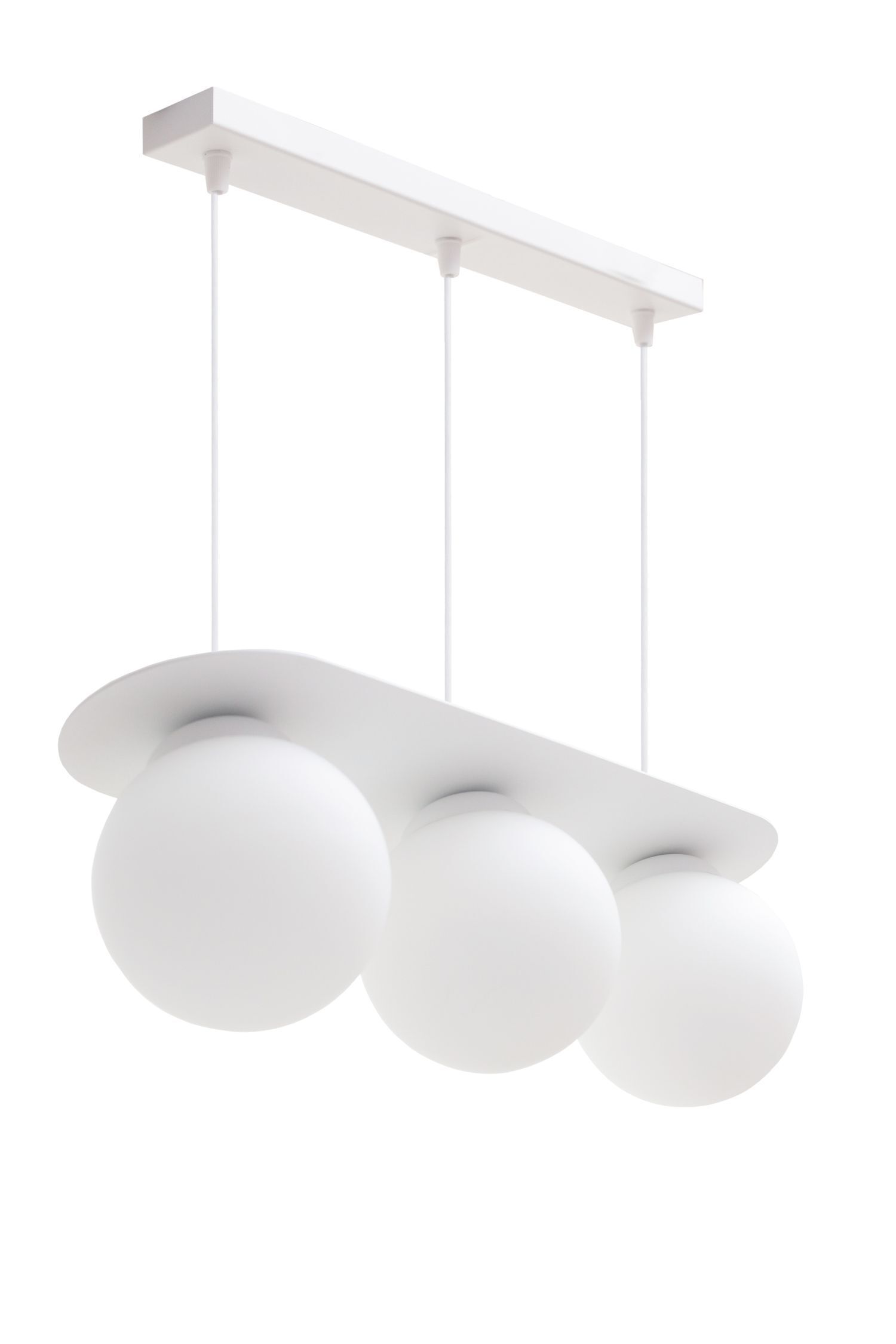 Lampe à suspendre 3 flammes boules en verre blanc 50 cm E27 anti-éblouissement