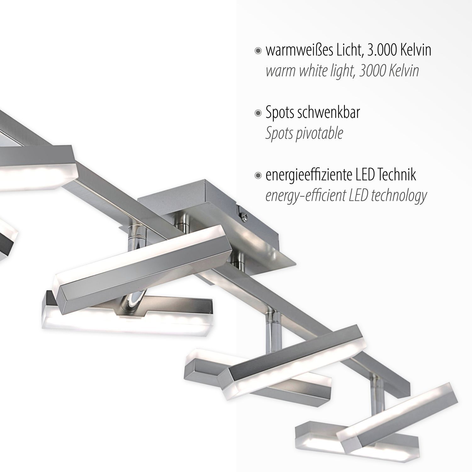 Spot de plafond à LED en acier métal flexible 225 lm 70 cm