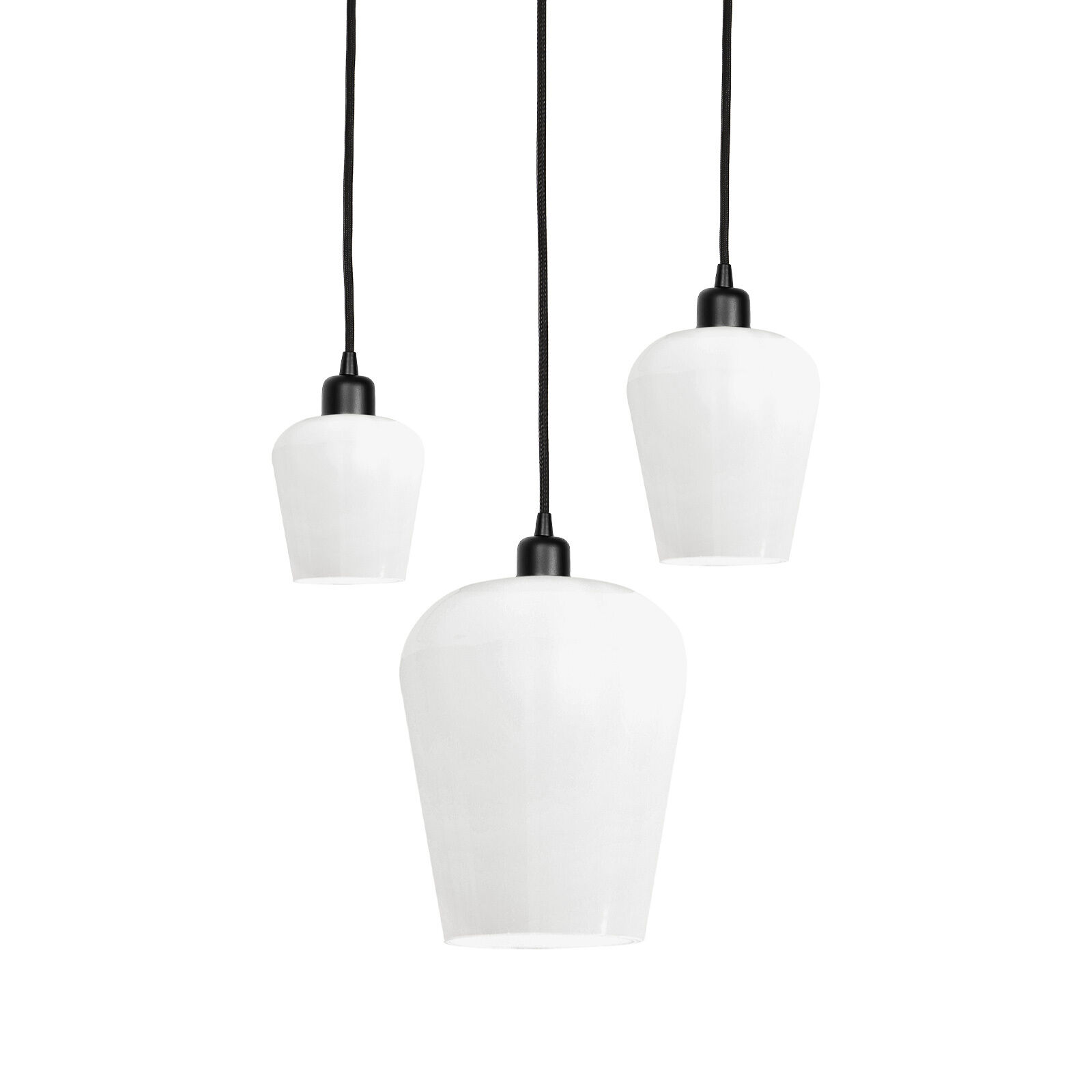 Suspension noir blanc 3 flammes E27 Ø 47,5 cm ADRIAN