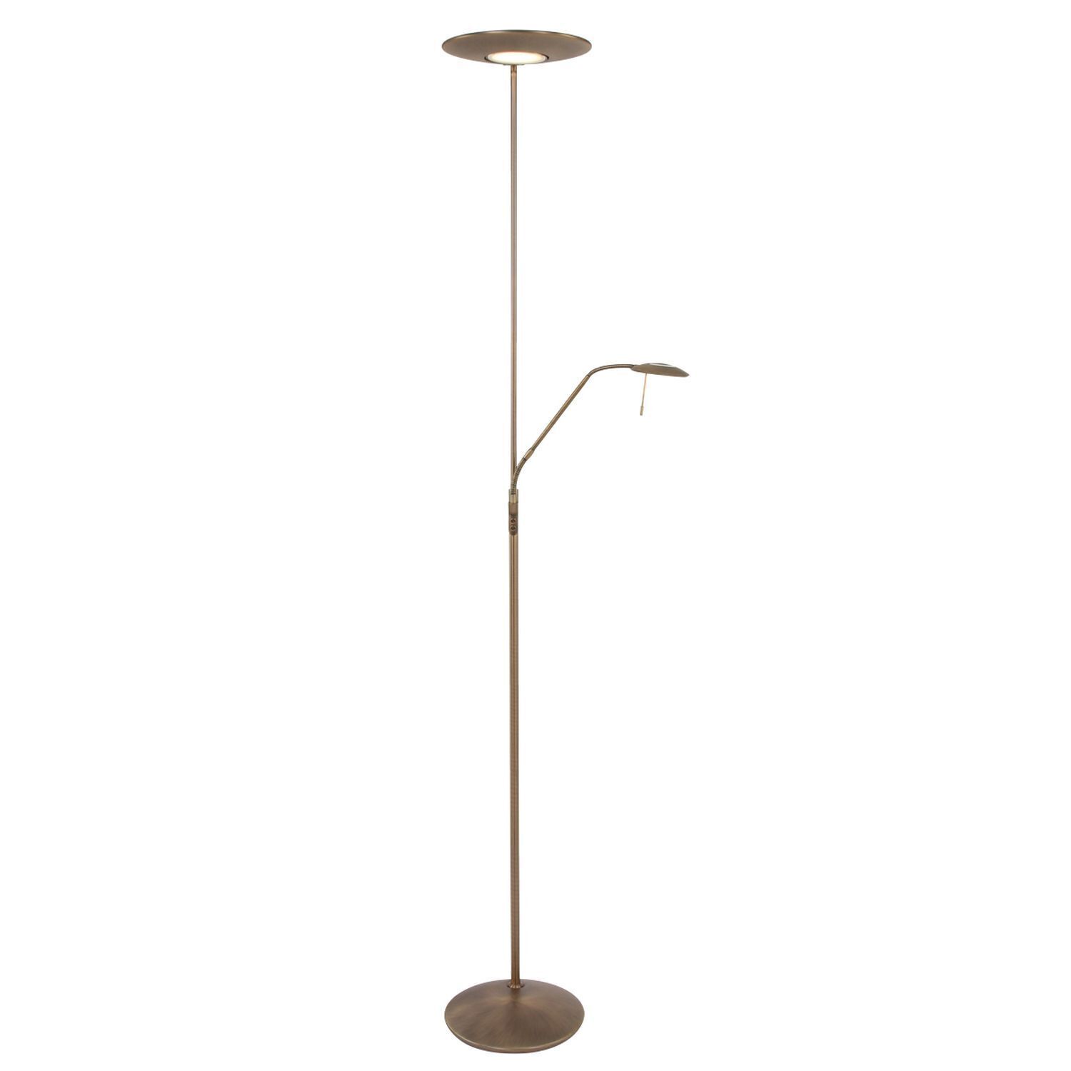 fußbodenlampe, verstellbar, messingfinish, metall, schirm nicht sichtbar