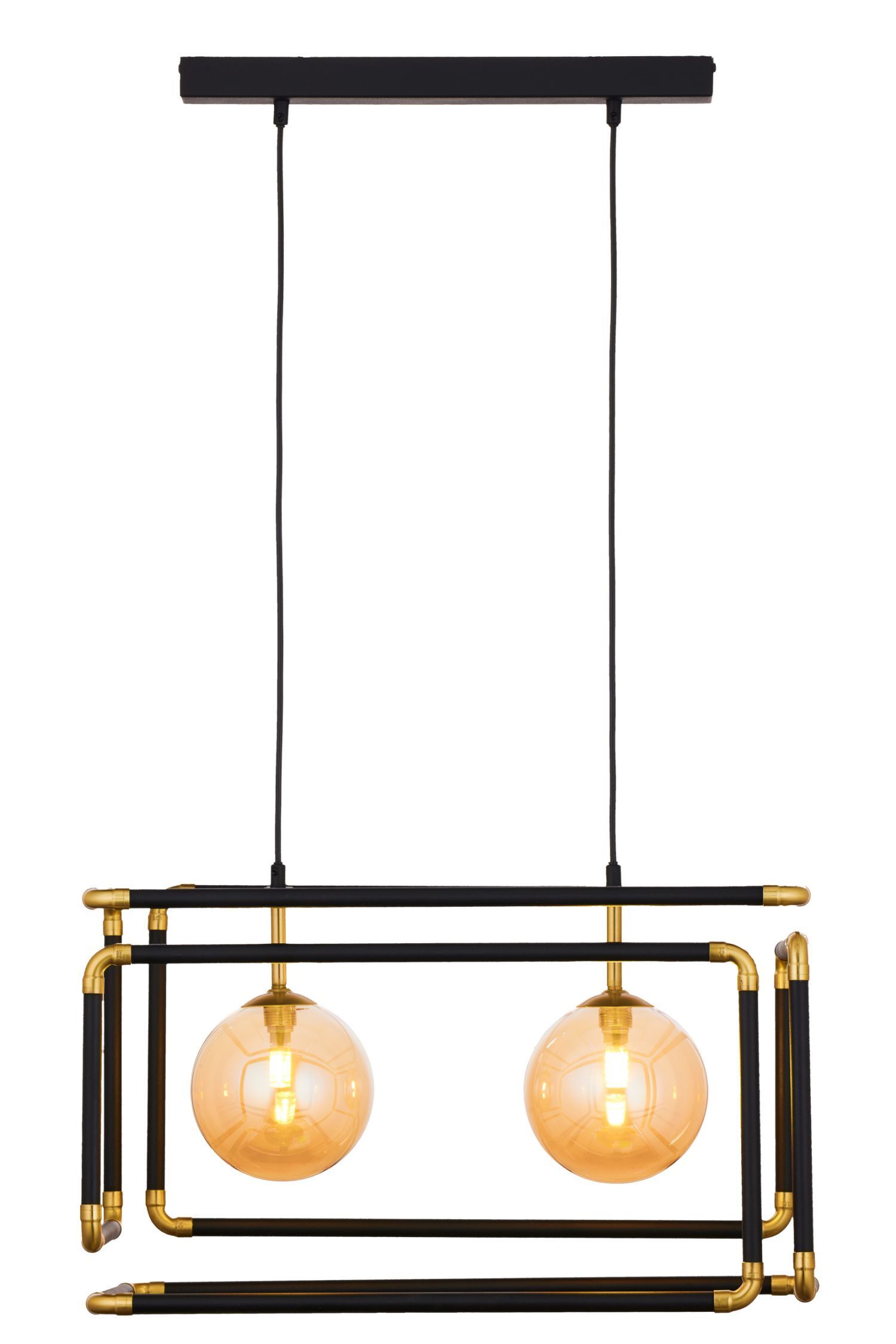 Suspension métal verre en noir ambre G9 54 cm