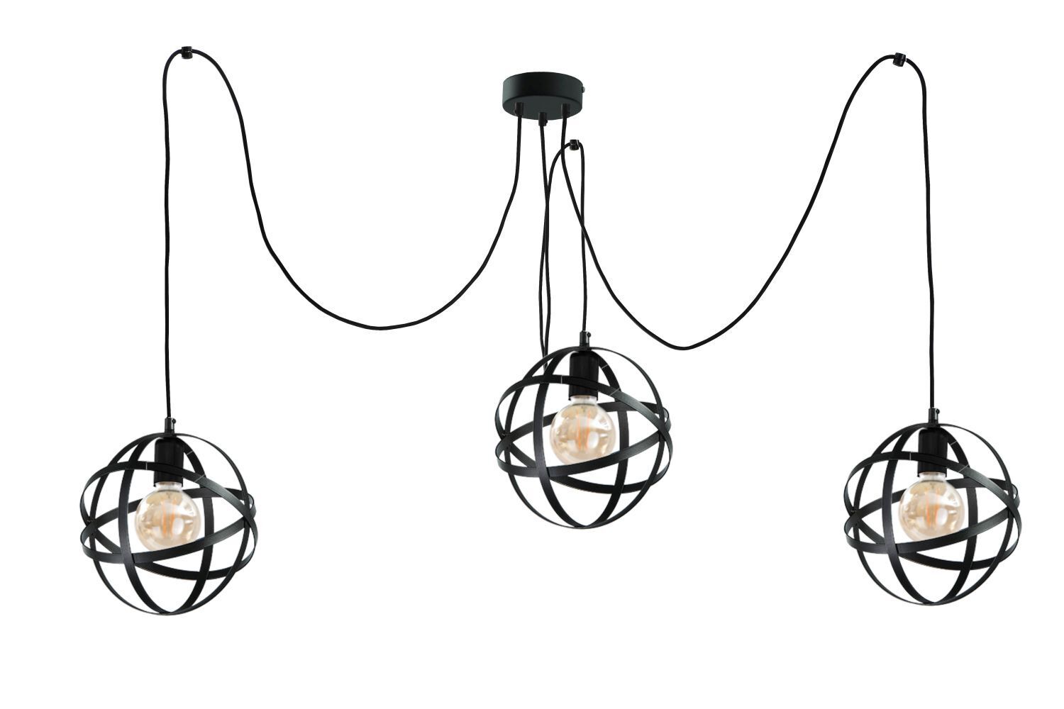 Suspension moderne noire 3 flammes flexible