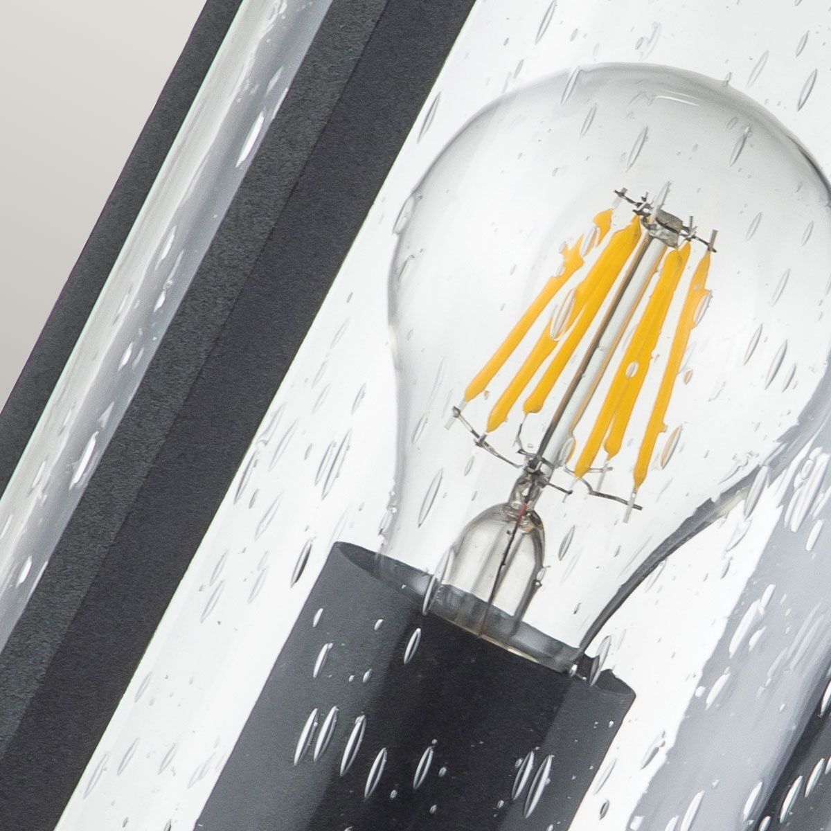 Lampe d'extérieur murale IP44 E27 noir métal verre de pluie MERYL