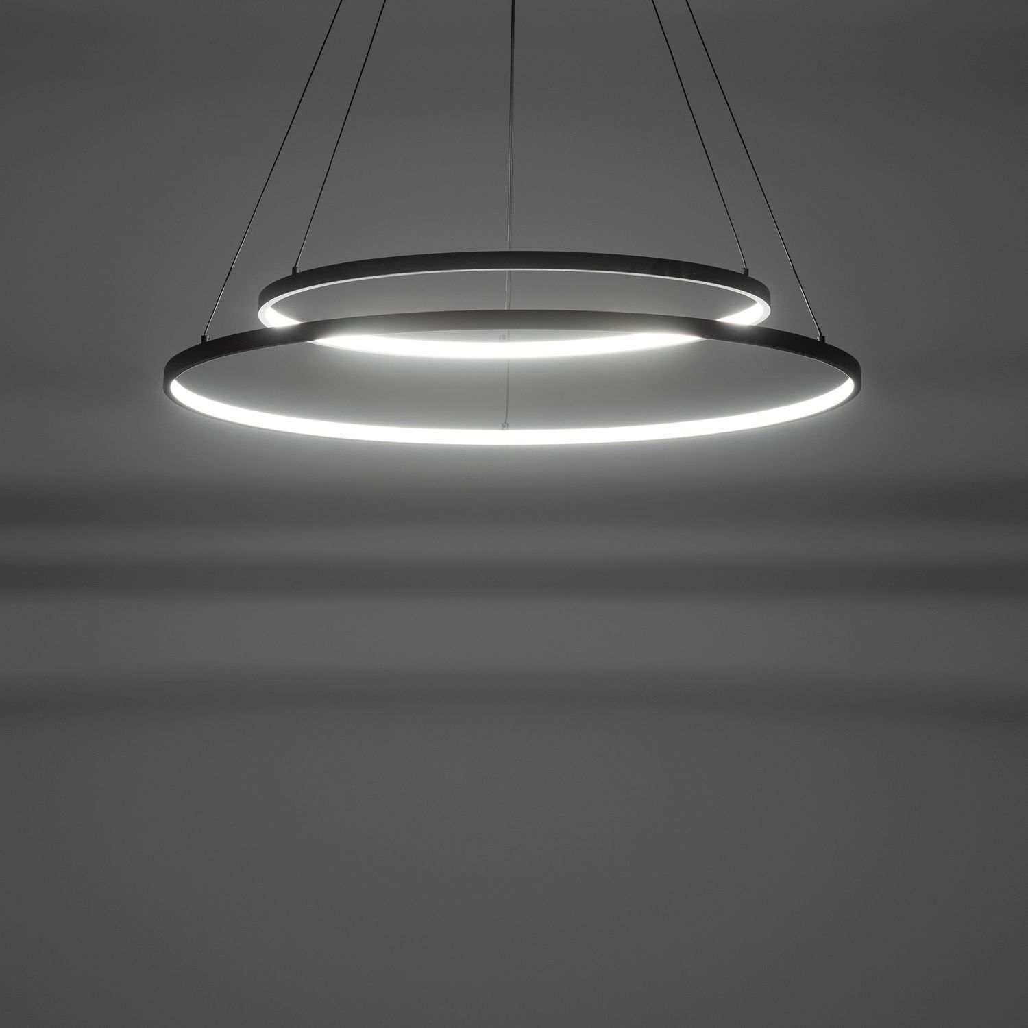 Suspension LED ronde 2 anneaux Ø 60 cm + Ø 45 cm Noir 3000 K