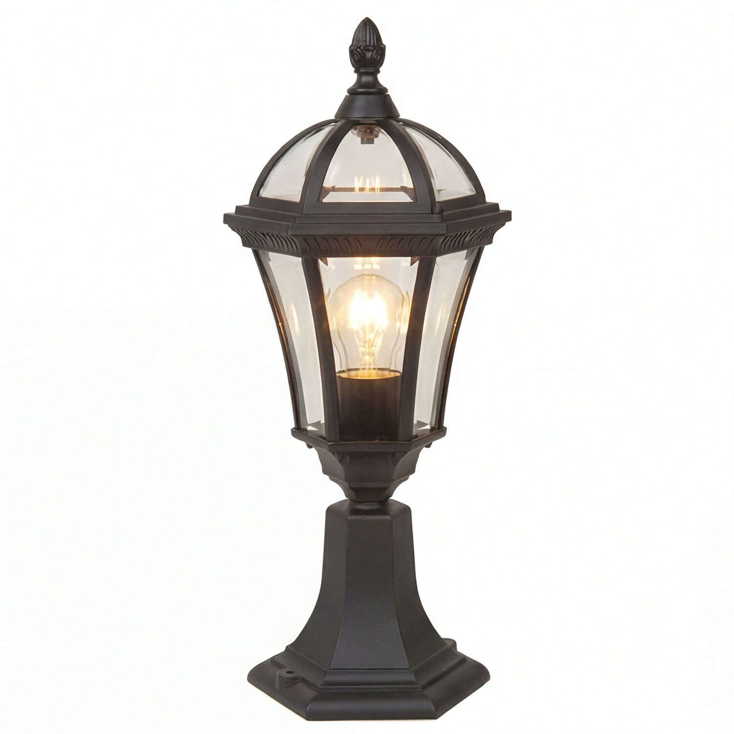 Laterne, Gartenlampe, Außenbeleuchtung, schwarzmetall, klarglas
