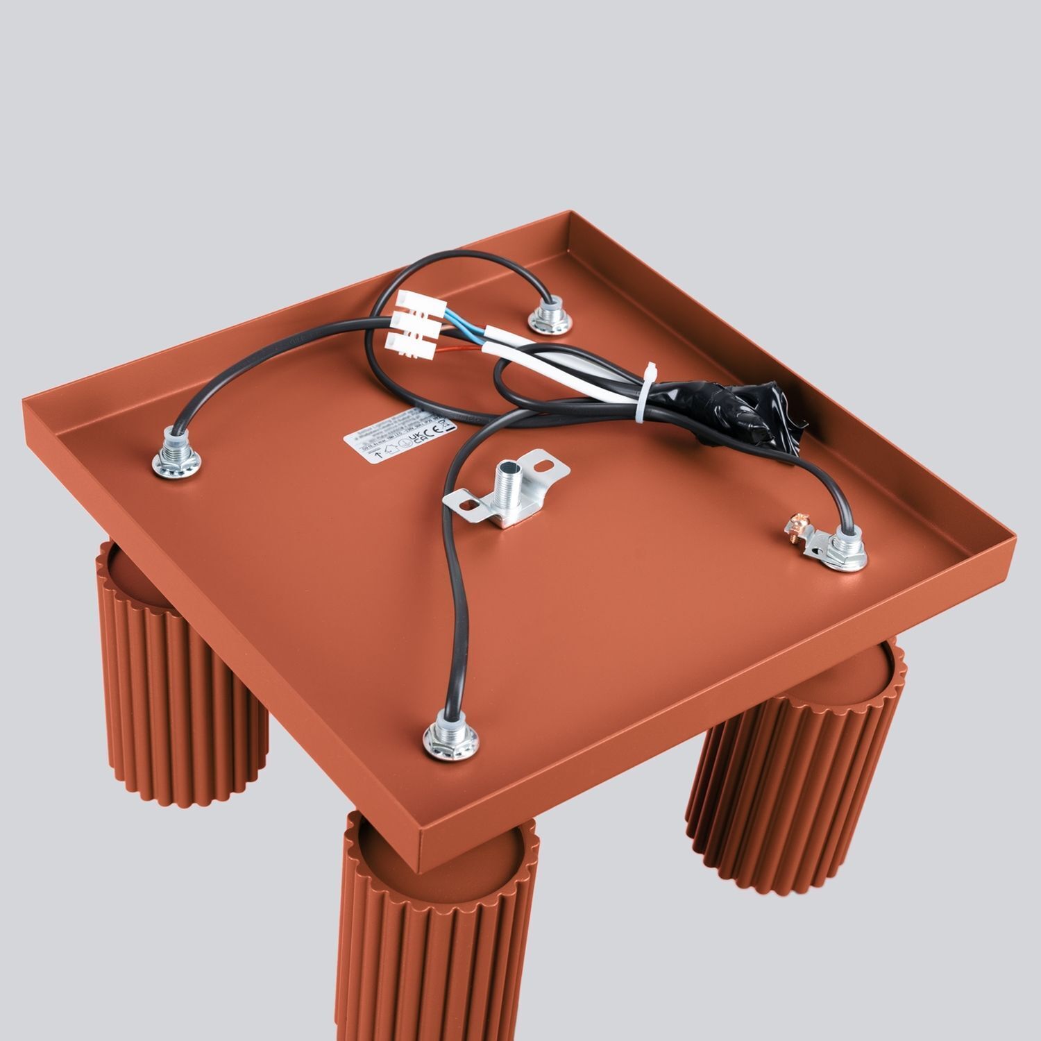 Deckenstrahler GU10 4-flammig B: 25 cm klein quadratisch Rot Verkabelung, Adapter, Elektronik