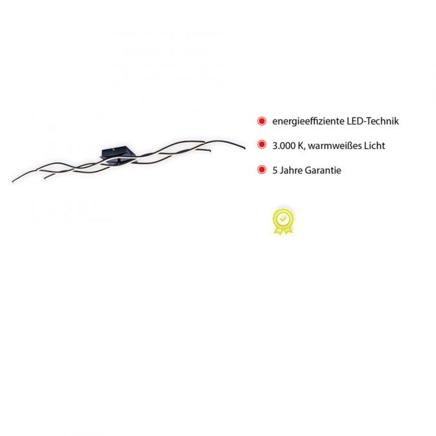 Plafonnier LED Vagues Métal Noir 139 cm 3000 K Adapter, Elektronik