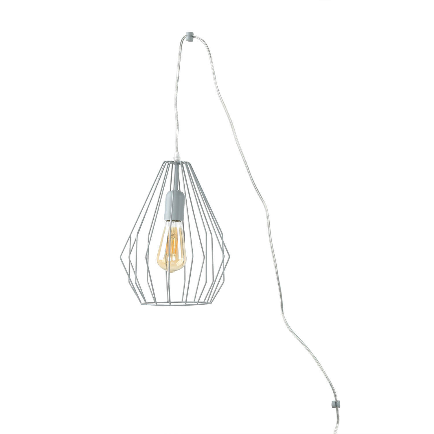 Hängelampe mit Stecker Kabel 5,5 m lang Grau flexibel Lampe