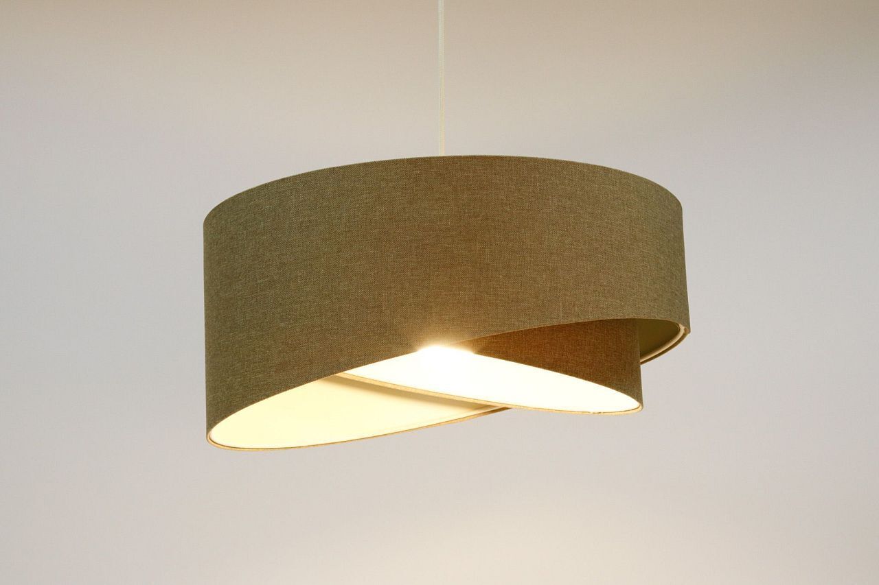 Lampe à suspendre Moderne E27 ronde D : 40 cm Marron Tissu Boho
