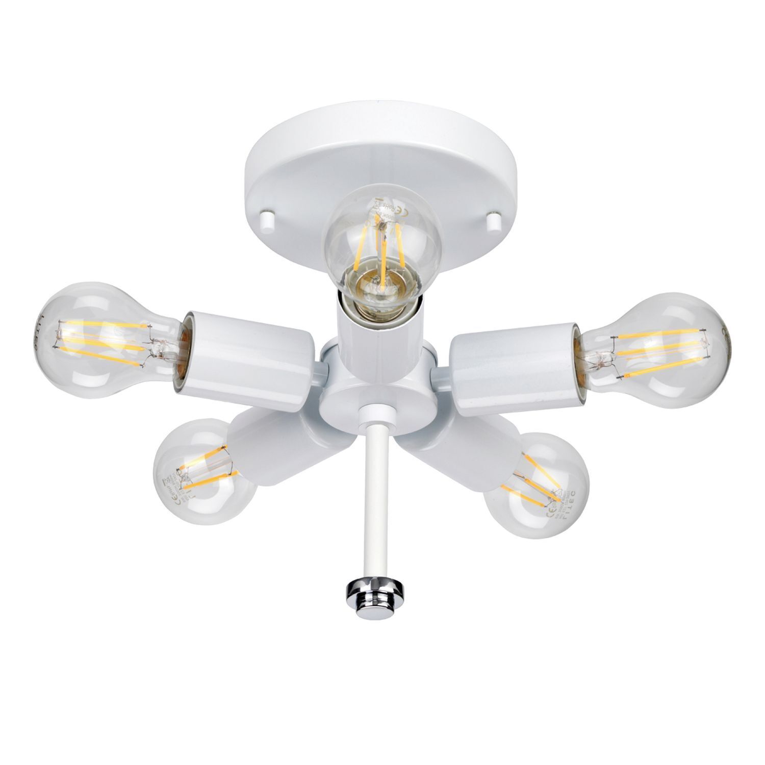 Plafonnier Crème Chrome rond Ø56cm faible éblouissement