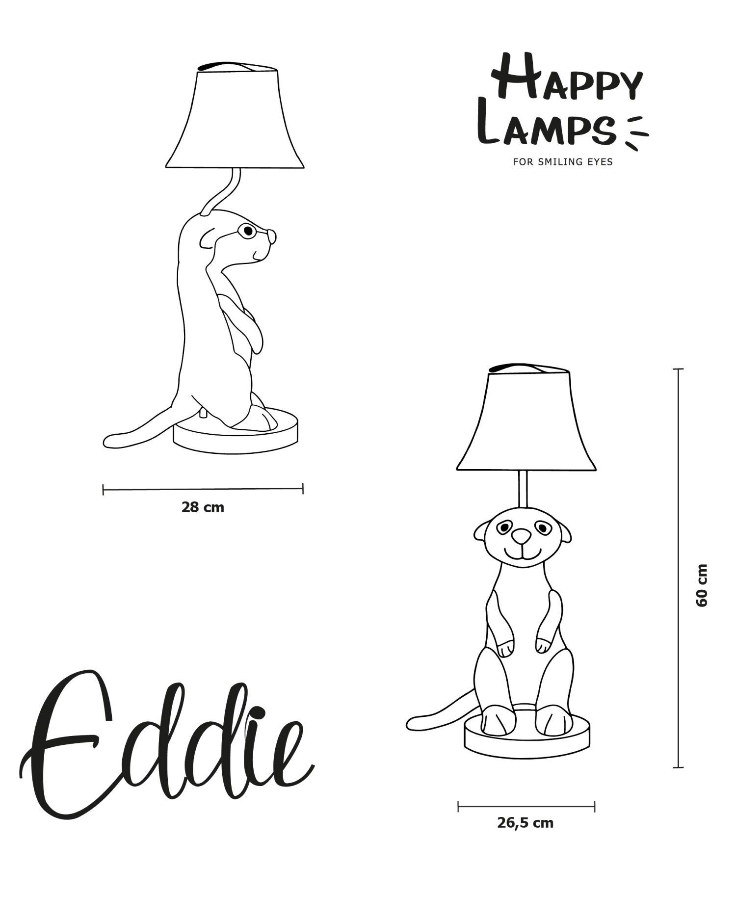 Lampe de table chambre d'enfant 58 cm de haut suricate LED