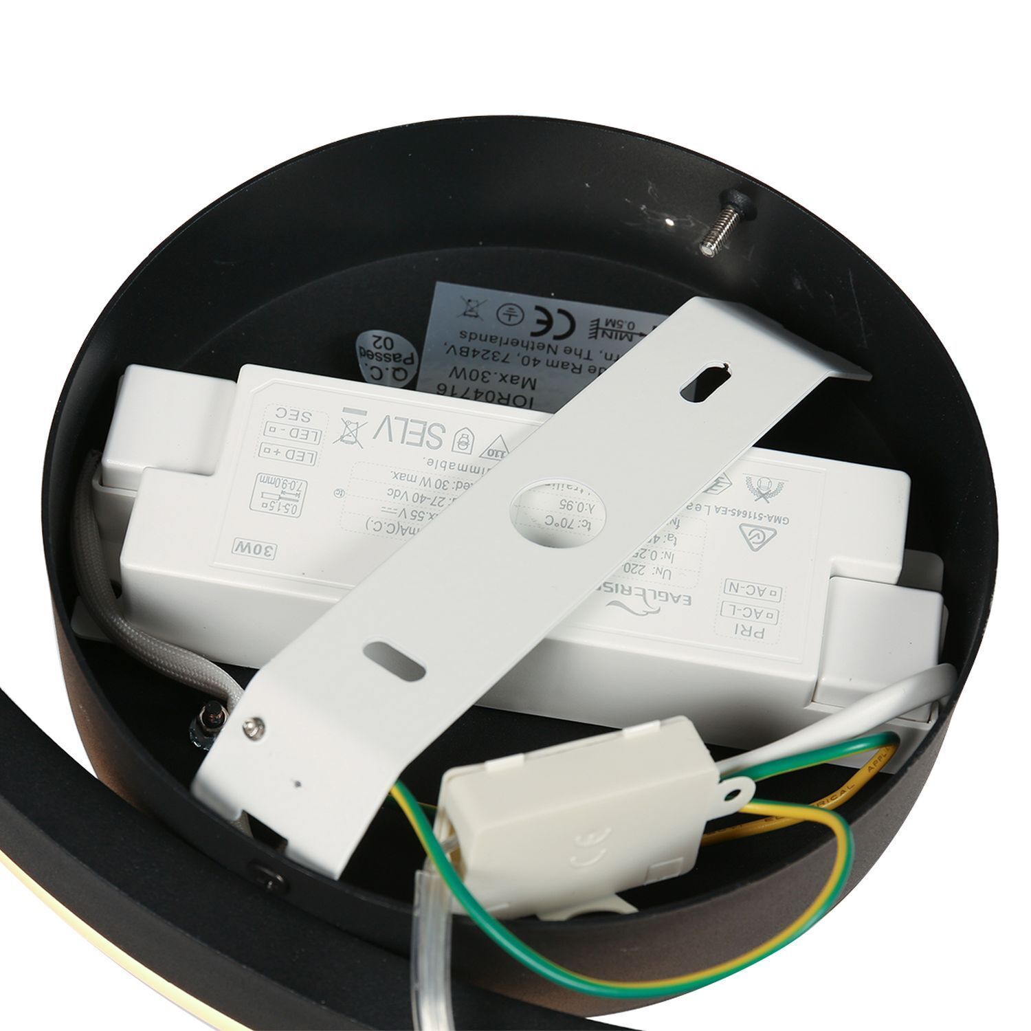 Dekorative LED Wandleuchte Metall Schwarz B:40 cm Ring Maschine, Schraube