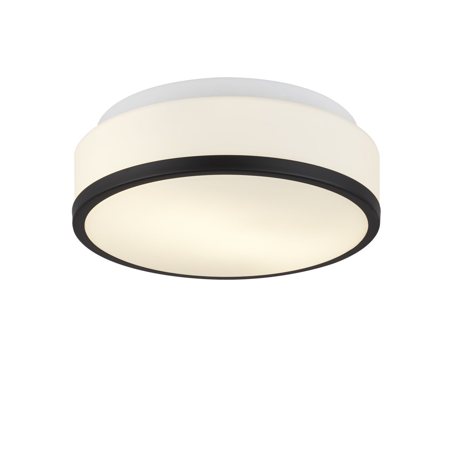 Plafonnier rond salle de bain Ø 29 cm verre blanc noir anti-éblouissement