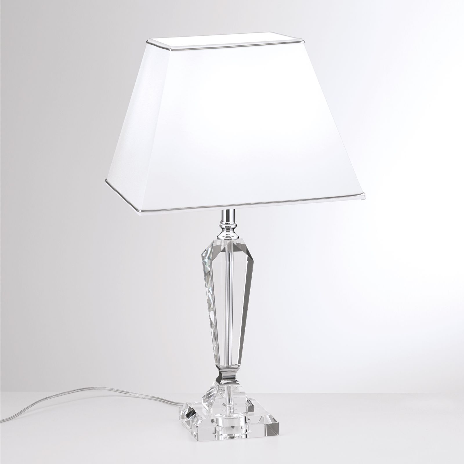 Tischleuchte Metall Stoff E27 57 cm hoch eckig Kristall tischlampe, glas, kristall, schirm, deko