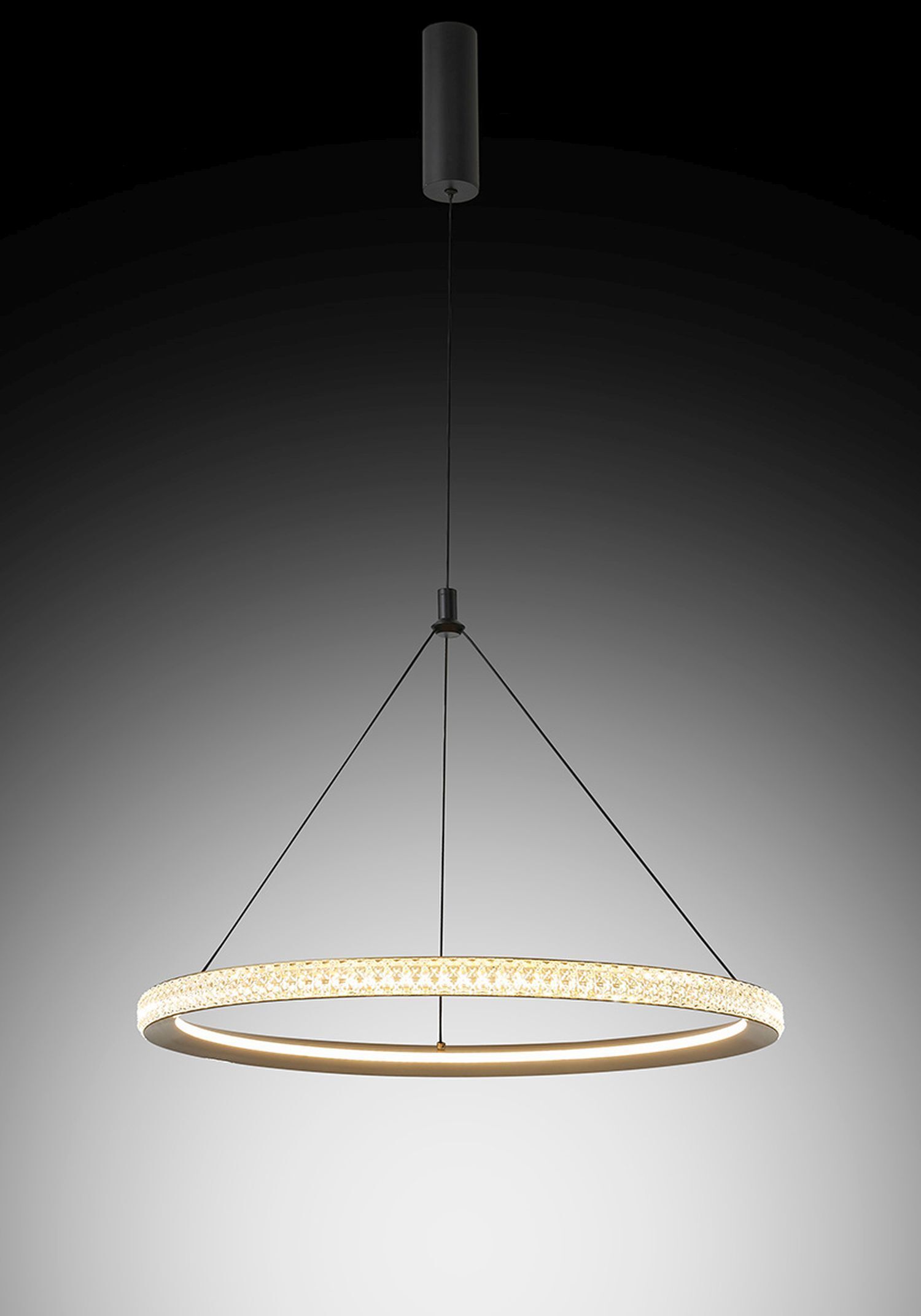 LED Lustre anneau Ø 60 cm cristal en noir or