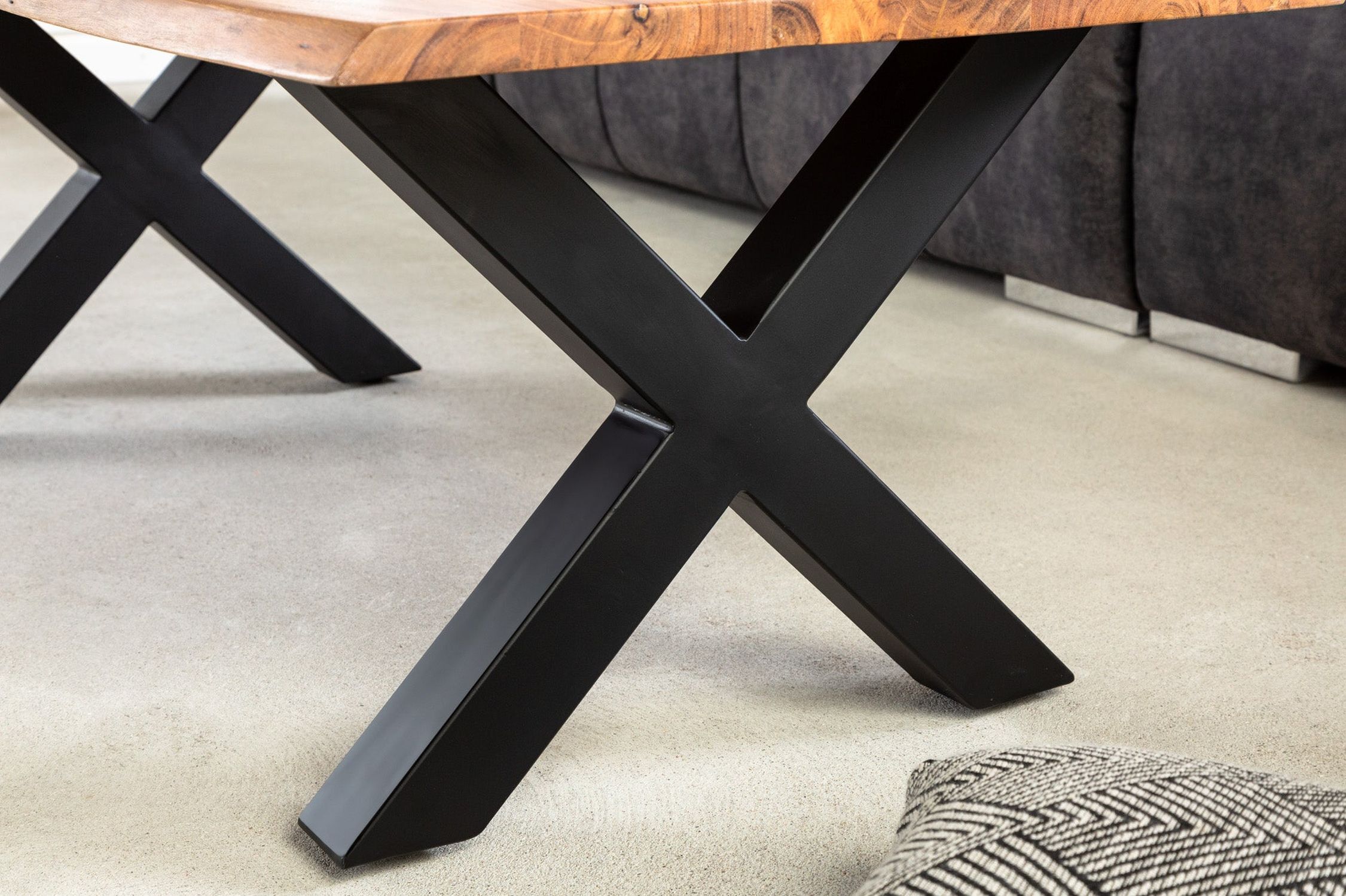Table basse 120 x 60 cm bord d'arbre x -pieds Industrial Moebel, Tabelle, Kaffeetisch, Esstisch, Schreibtisch