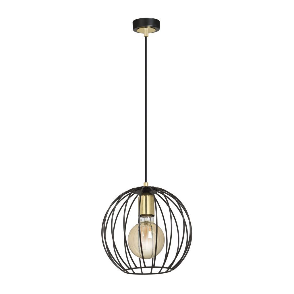 Suspension Boule Abat-jour Noir E27 Ø23cm Rétro