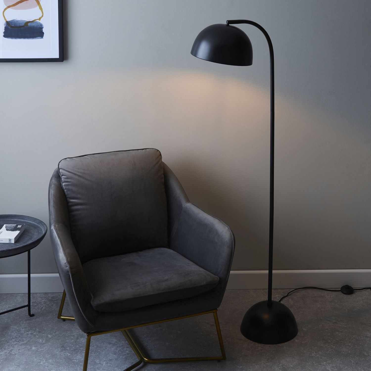 Lampadaire métal 163 cm abat-jour ajustable noir E27