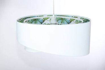 Suspension Blanc Vert Tropical Ø 50 cm E27 réglable