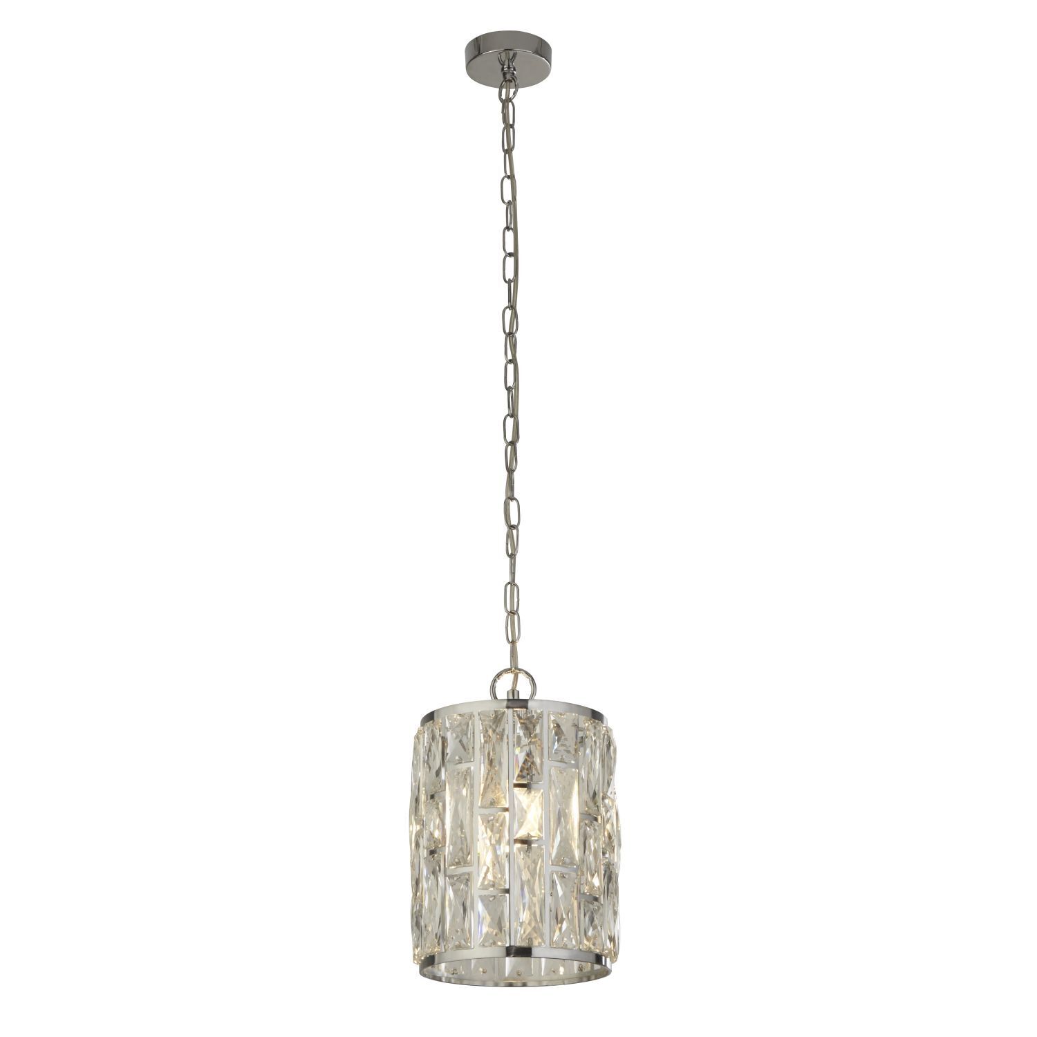 Suspension cristal E27 D : 22 cm Chrome Clair Art Déco