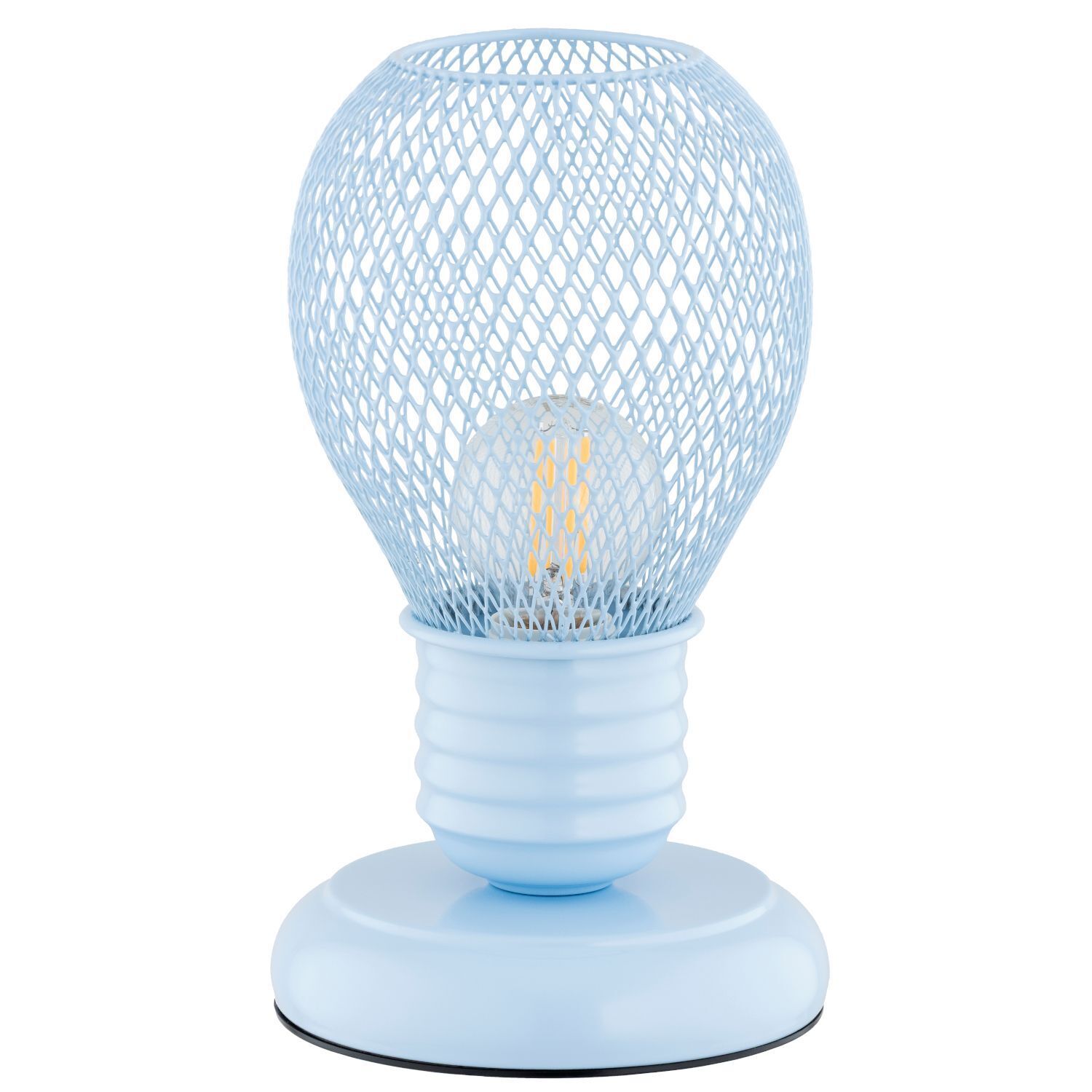 kinder-tischlampe-nachttischlampe-kinderzimmer-hirta-1x-e14-bis-10w-hellblau-fuer-kinder-fuer-wohnzimmer-kinderzimmer-le130611-01 Tisch Lampe, Hub-Lampe, Metallgitter, LED Glühbirne, hellblau