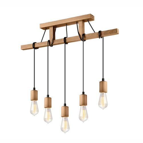 Lampe à suspension en bois 5-flmg longue table à manger polyvalente