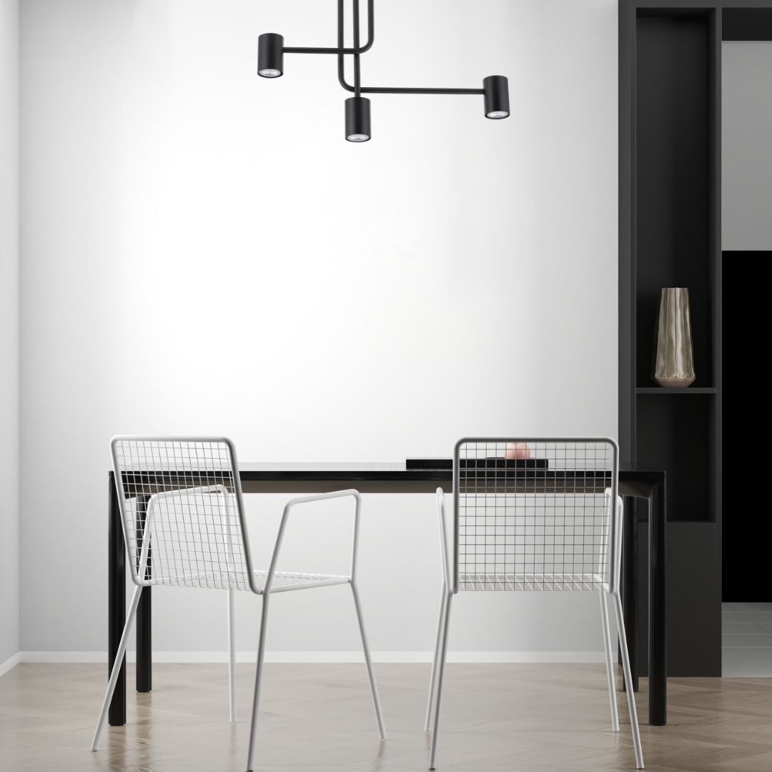 Plafonnier noir métal GU10 éclairage accentué