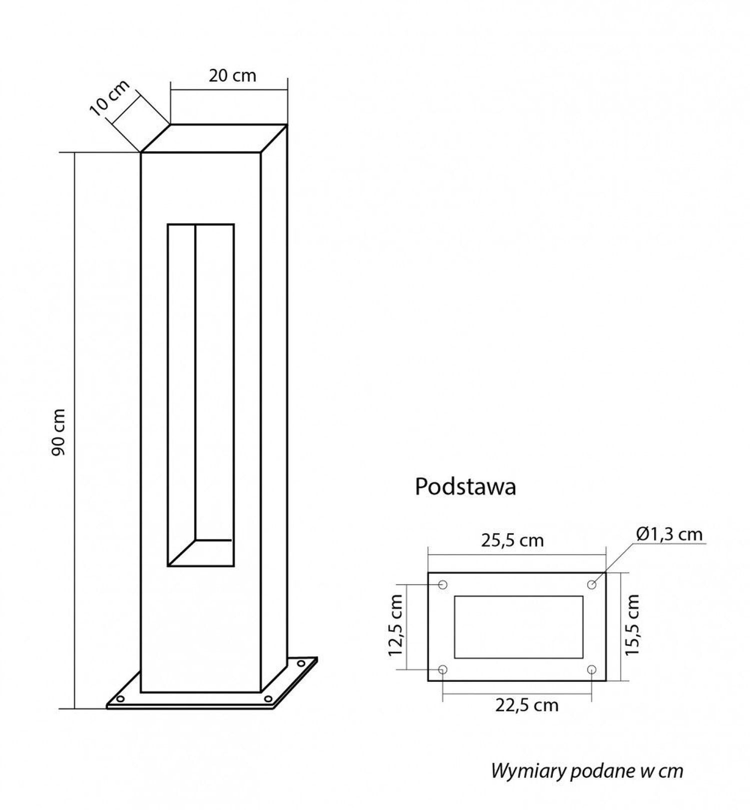 Lampadaire IP65 Aluminium Verre Gris 90 cm GU10 Extérieur