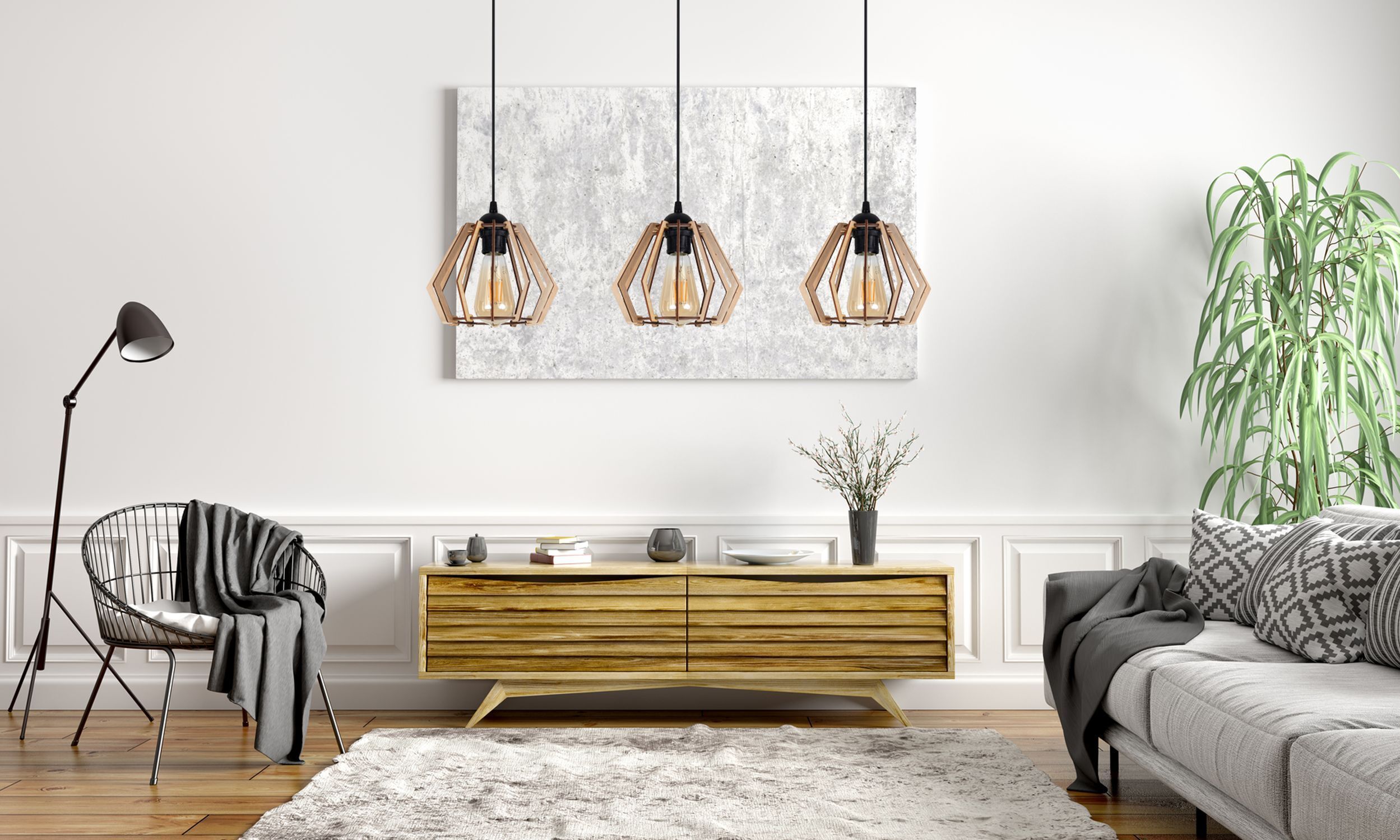 Confortable lampe à suspendre Noir Naturel Bois E27 70 cm de long Innenarchitektur, Inneneinrichtung, Mobiliar, Wohnzimmer, Lampe