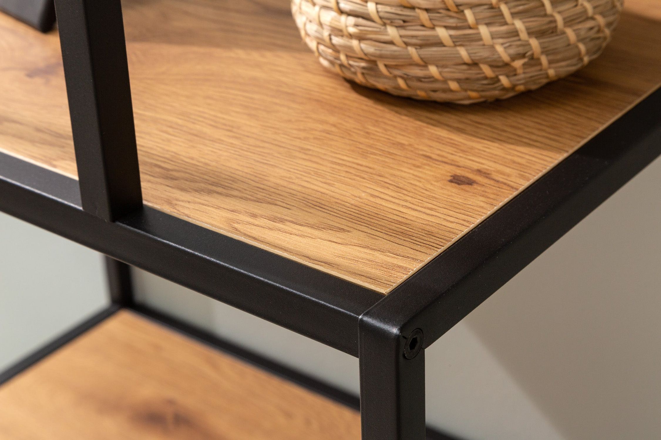 Étagère moderne aspect bois 77 x 185 cm asymétrique