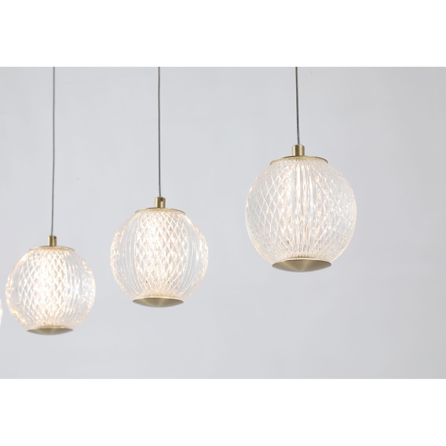 Hängeleuchte, Glaslampe, Suspension, Kristallmuster, drei Lichtl Distance