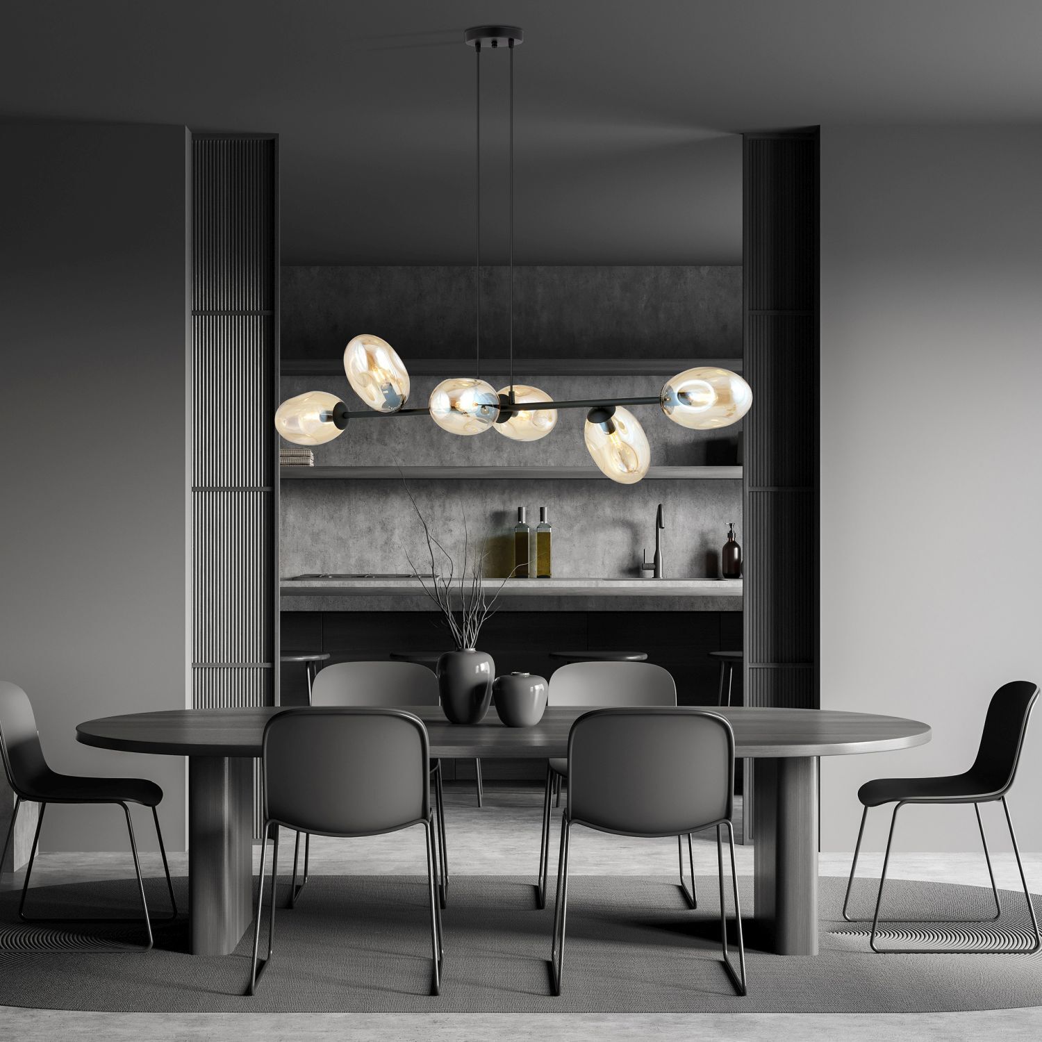 Suspension noir ambre E14 verre métal