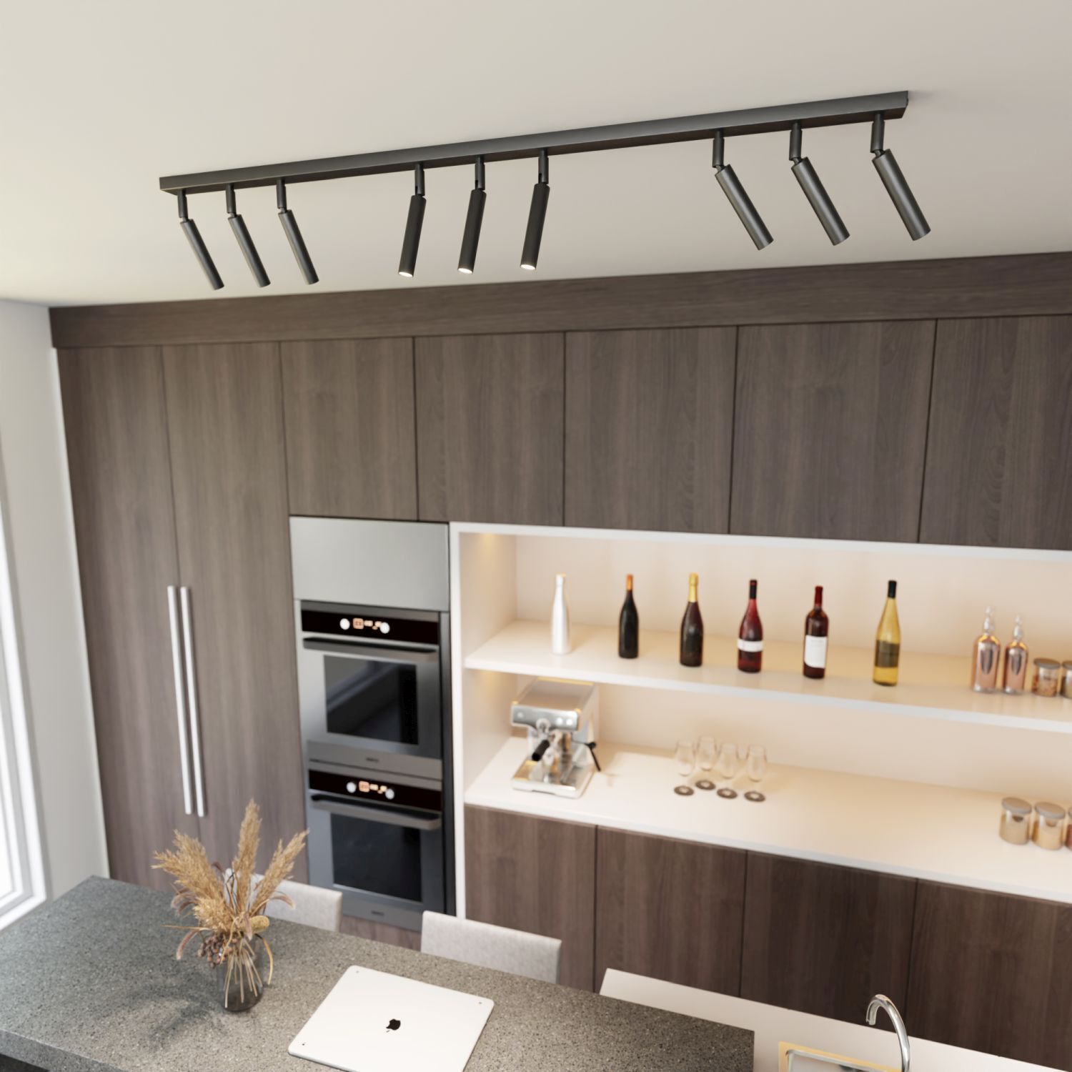 Spot de plafond réglable noir métal G9 116 cm de long