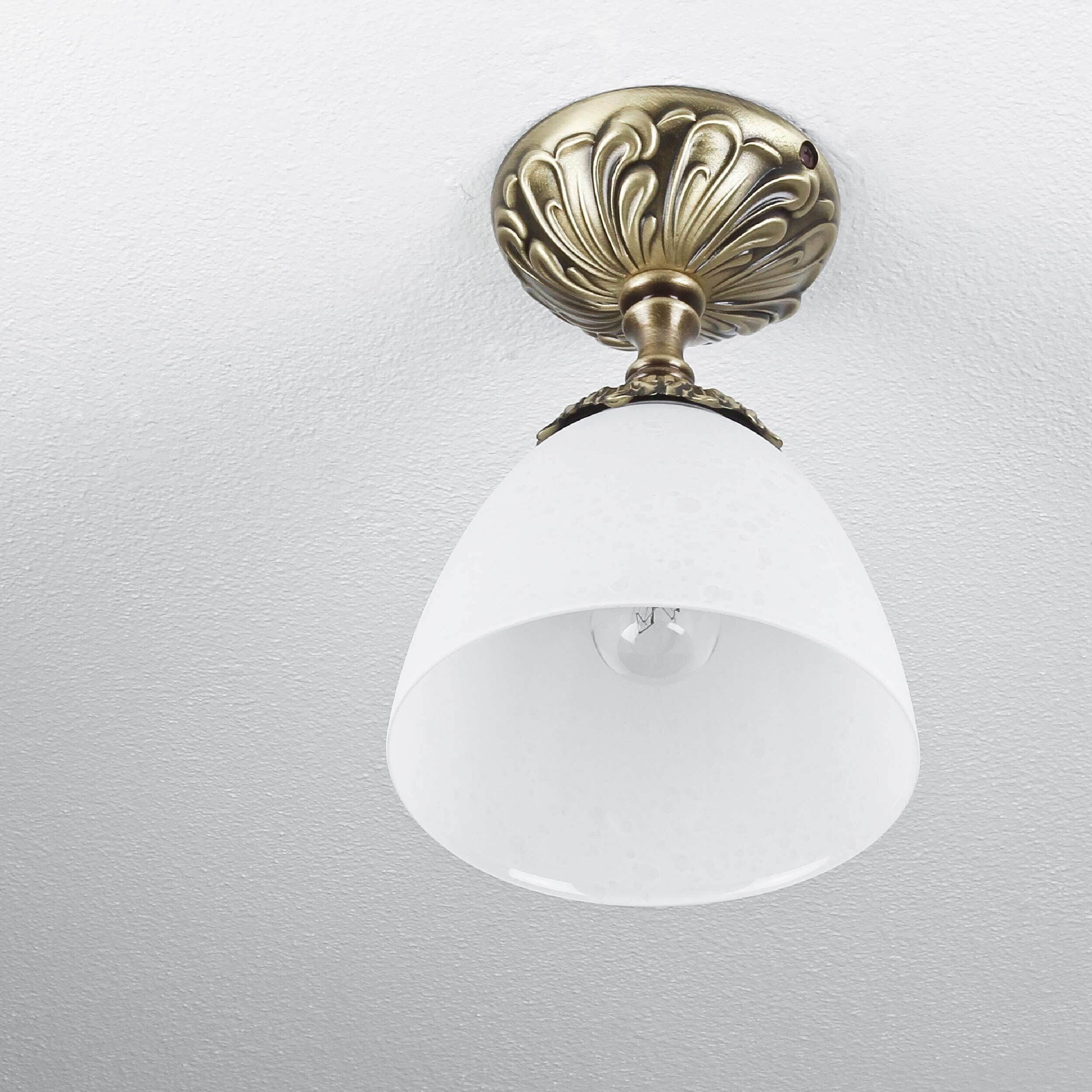 Plafonnier Bronze Clair Abat-jour en verre Beatrice Deckenleuchte, Leuchte