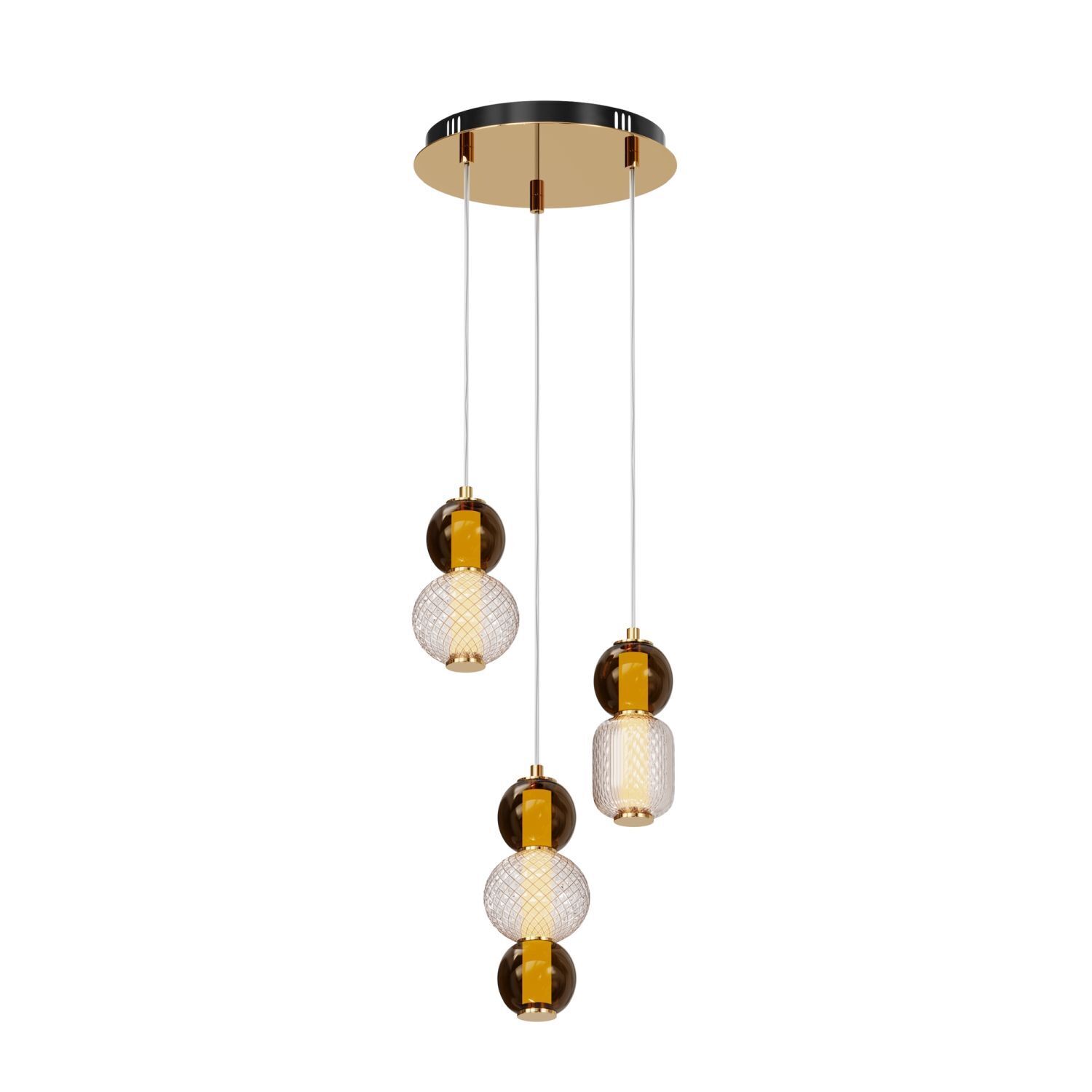 Suspension LED métal verre fumé L : 38 cm 4000 lm INA