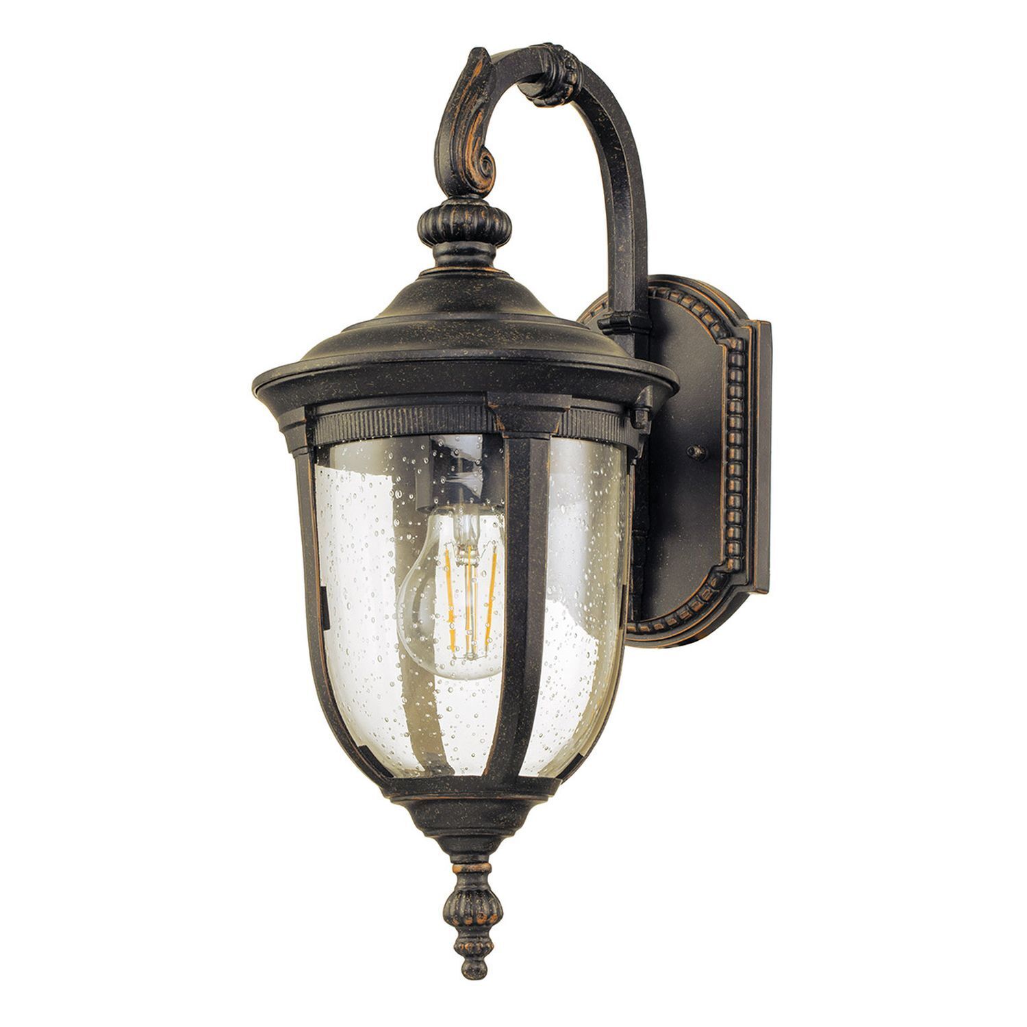 Applique extérieure en bronze verre alu IP44 41,5 cm de haut Vintage
