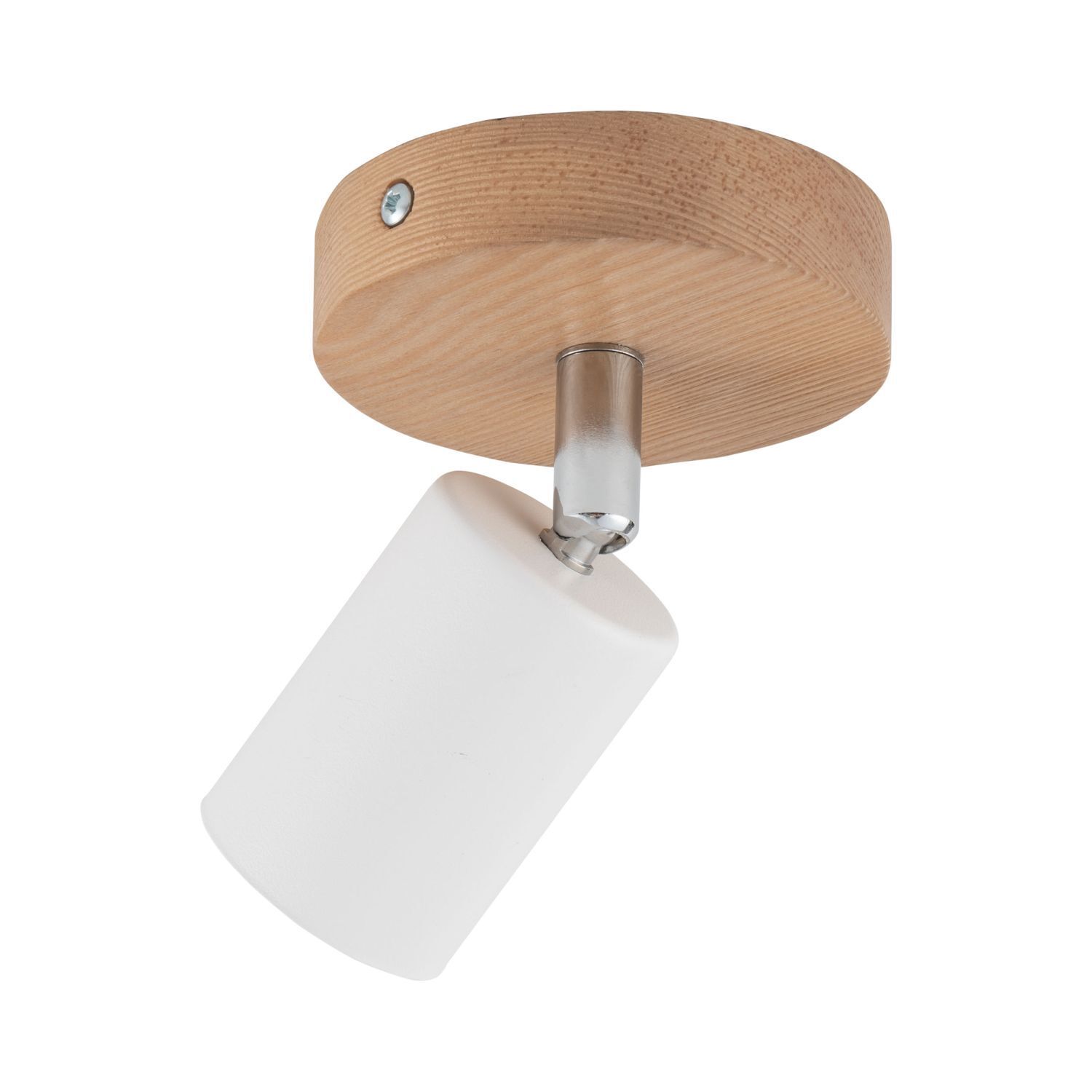 Spot lampe bois métal Ø 10 cm orientable blanc naturel