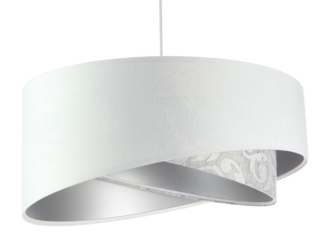 Suspension Blanc Gris Argent E27 rond D : 50 cm Tissu