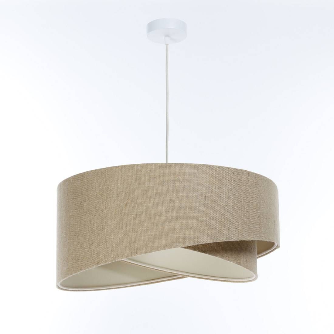 Lampe à suspendre tissu E27 D : 40 cm Tissu naturel Moderne INGRAM