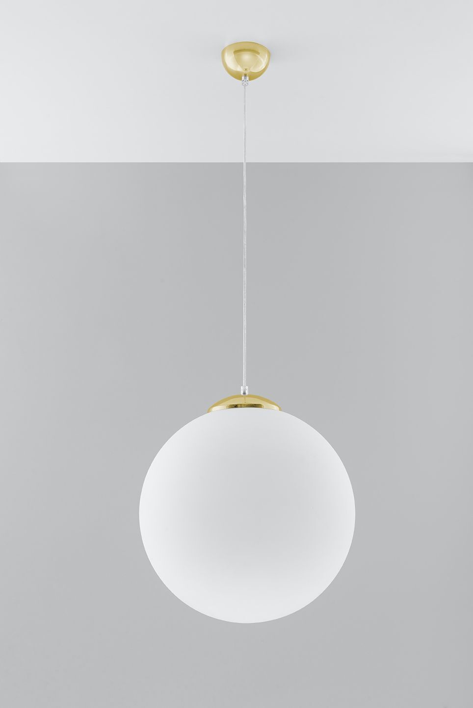 Lampe à suspendre verre Abat-jour sphérique Ø 40 cm blanc or E27